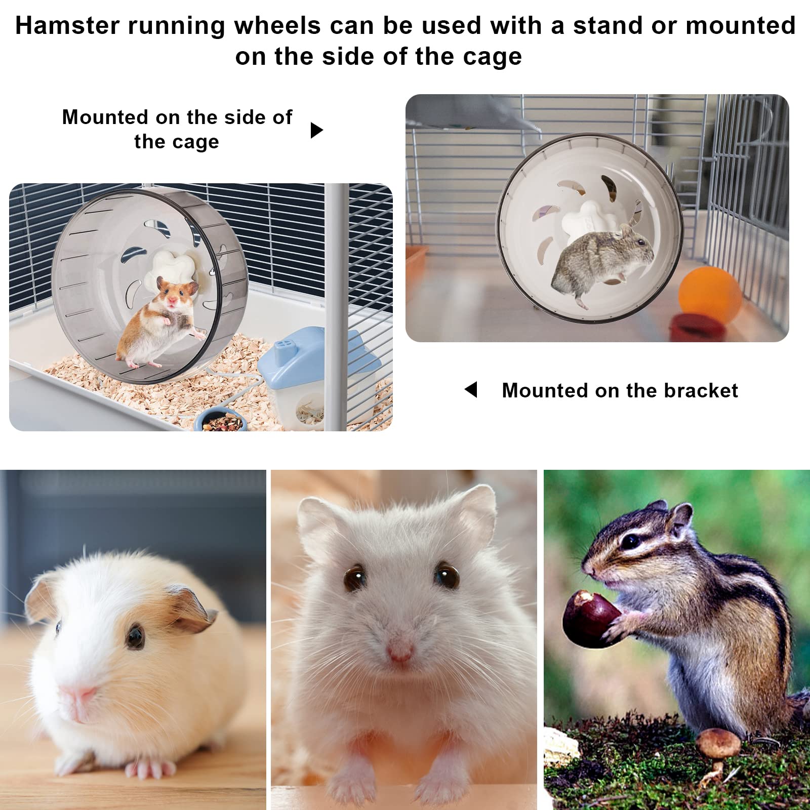 INOOMP Hamster Laufrad – Geräuscharmes Übungsrad Für Hamster, Mäuse, Chinchillas & Kleine Nager