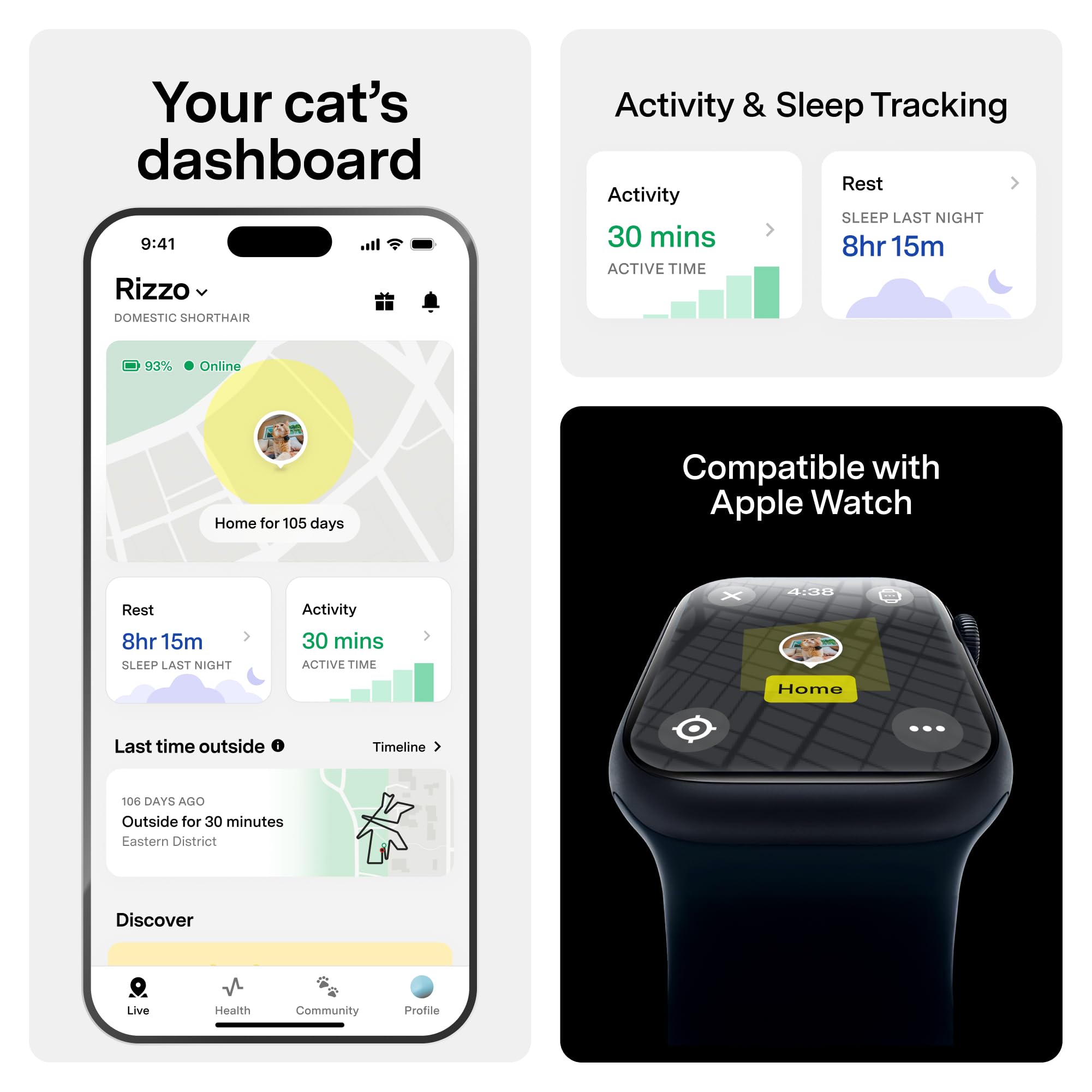 Fi Mini GPS Tracker for Cats — Lightweight Collar Attachment, Virtual Fences, Escape Alerts, Step & Health Tracking, Waterproof Cat Tracker — 12-Month Membership Included - image 3