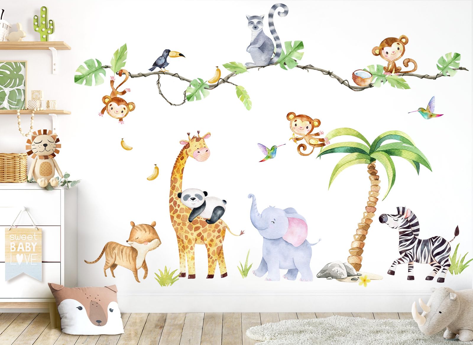 Grandora XXL Wandsticker Set Safari Tiere Wandtattoo Baby Kinderzimmer DL769-5