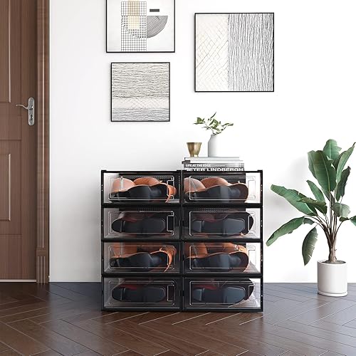 Miniatura 2 de PARANTA Caja de almacenamiento de 8 piezas para botas y zapatos, caja apilable de plástico transparente, organizador de zapatos que ahorra espacio