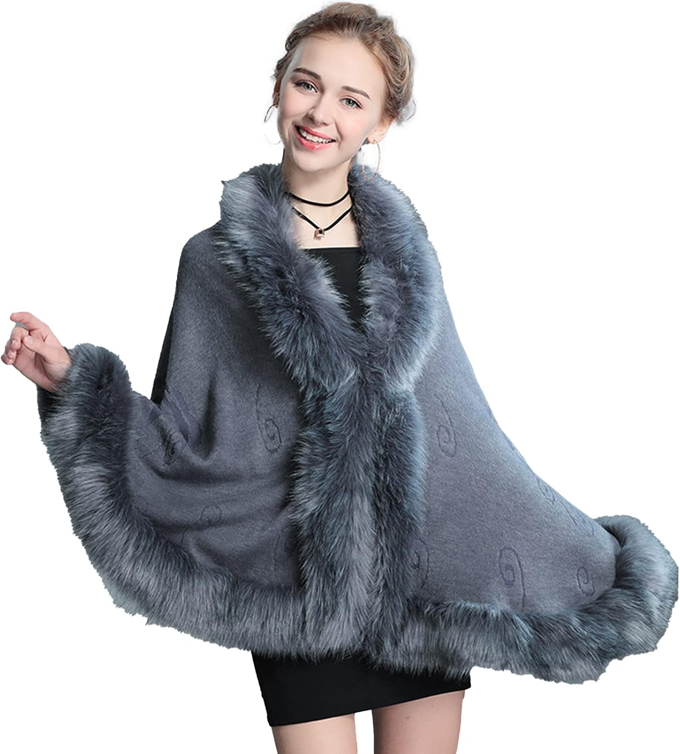 Obosoyo Women's Pashmina Shawl Cloak Cape Shawls and Wraps for Evening Dresses Shawl Wrap Cape Bridal Wedding Party Winter