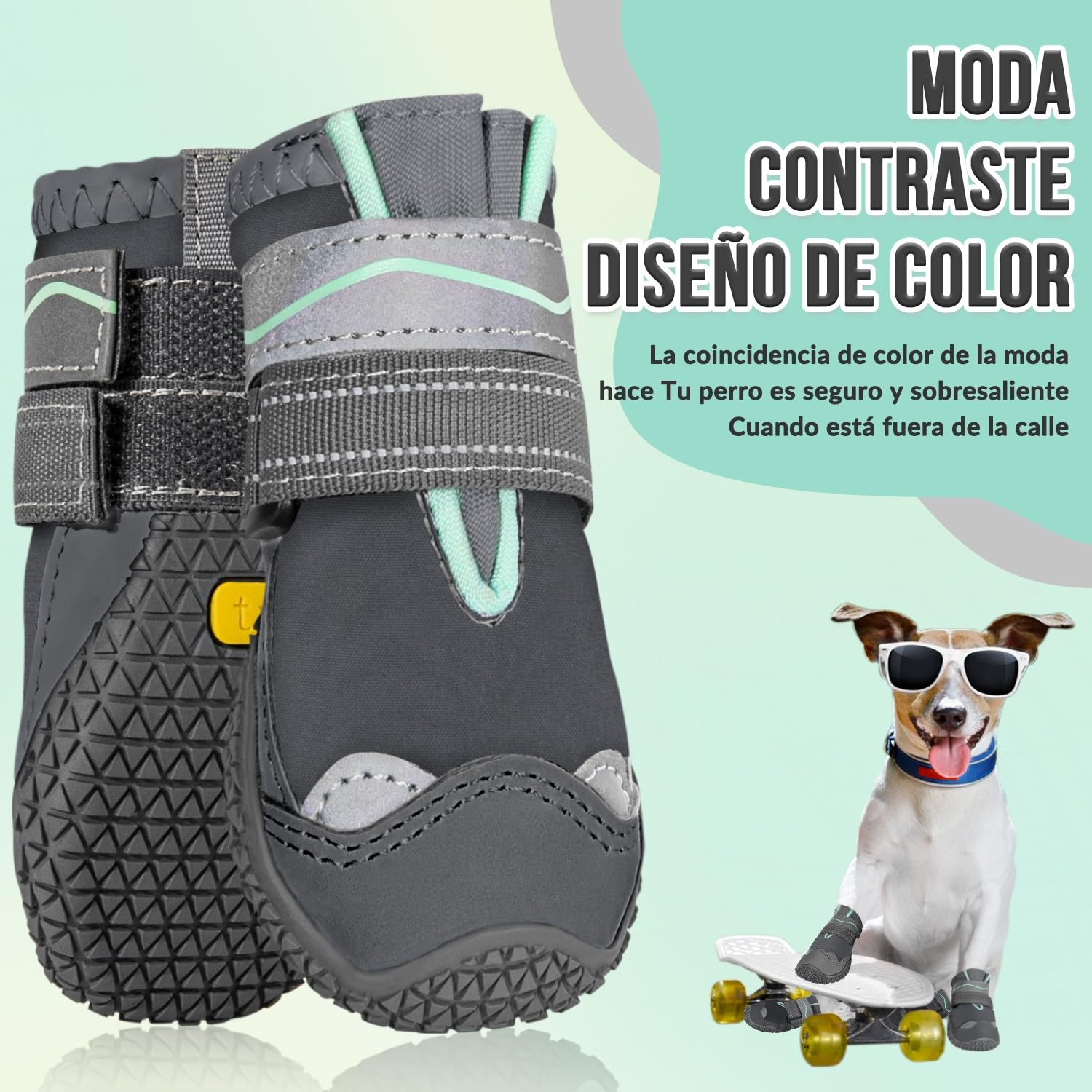 SlowTon Zapatos de Perro protección de la Pata, Zapatos de Perro Impermeable con Suela Antideslizante, Cierre de Reflectante Ajustable Botas de Invierno para Perros pequeños, medianos y Grandes