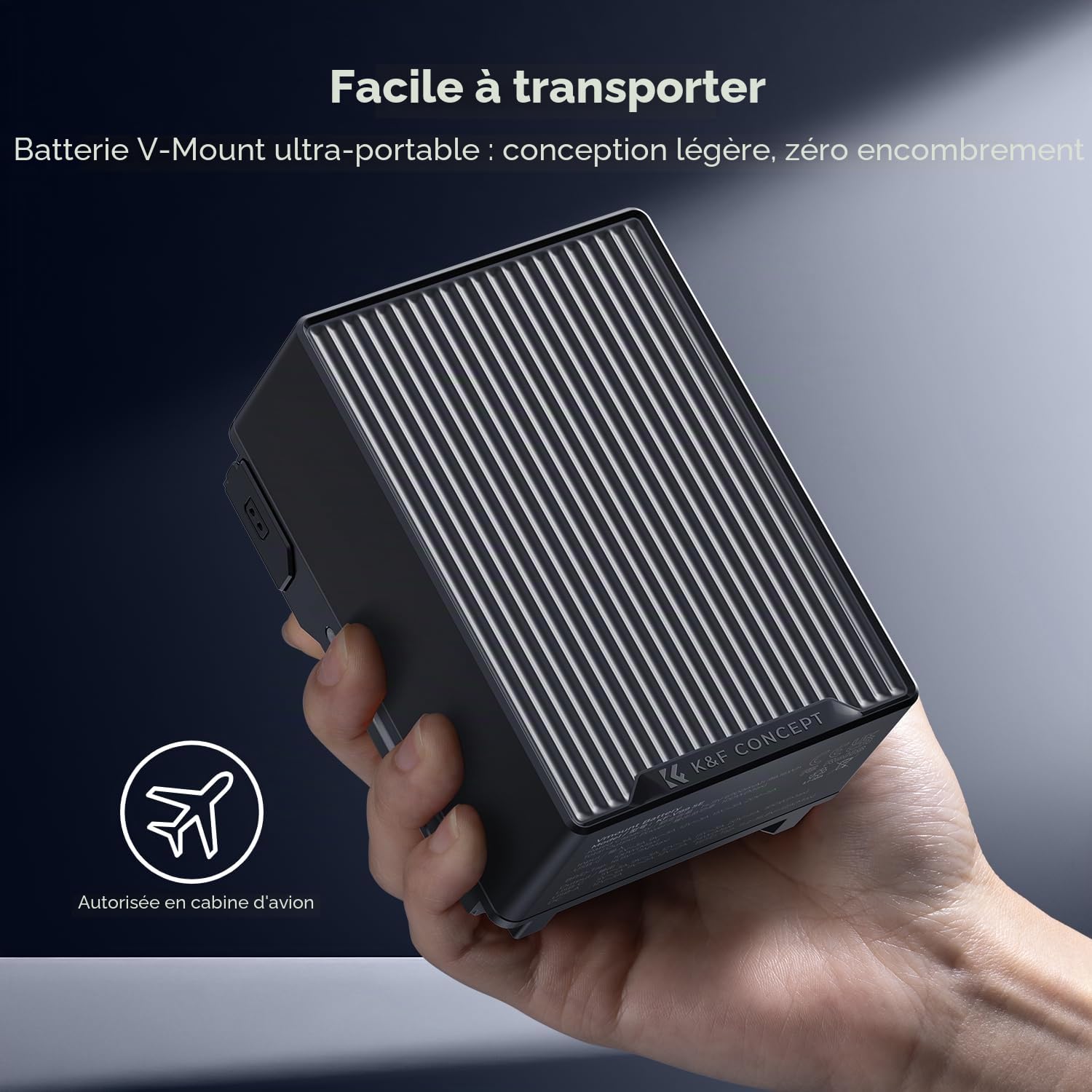 K&F CONCEPT 99Wh Batterie V Mount avec 100W Charge Rapide PD, 14.8V/6700mAh Mini Batterie V Lock avec DC/Double D-Tap/USB-C/USB-A/BP pour Camera, Caméscope, Moniteur Noir