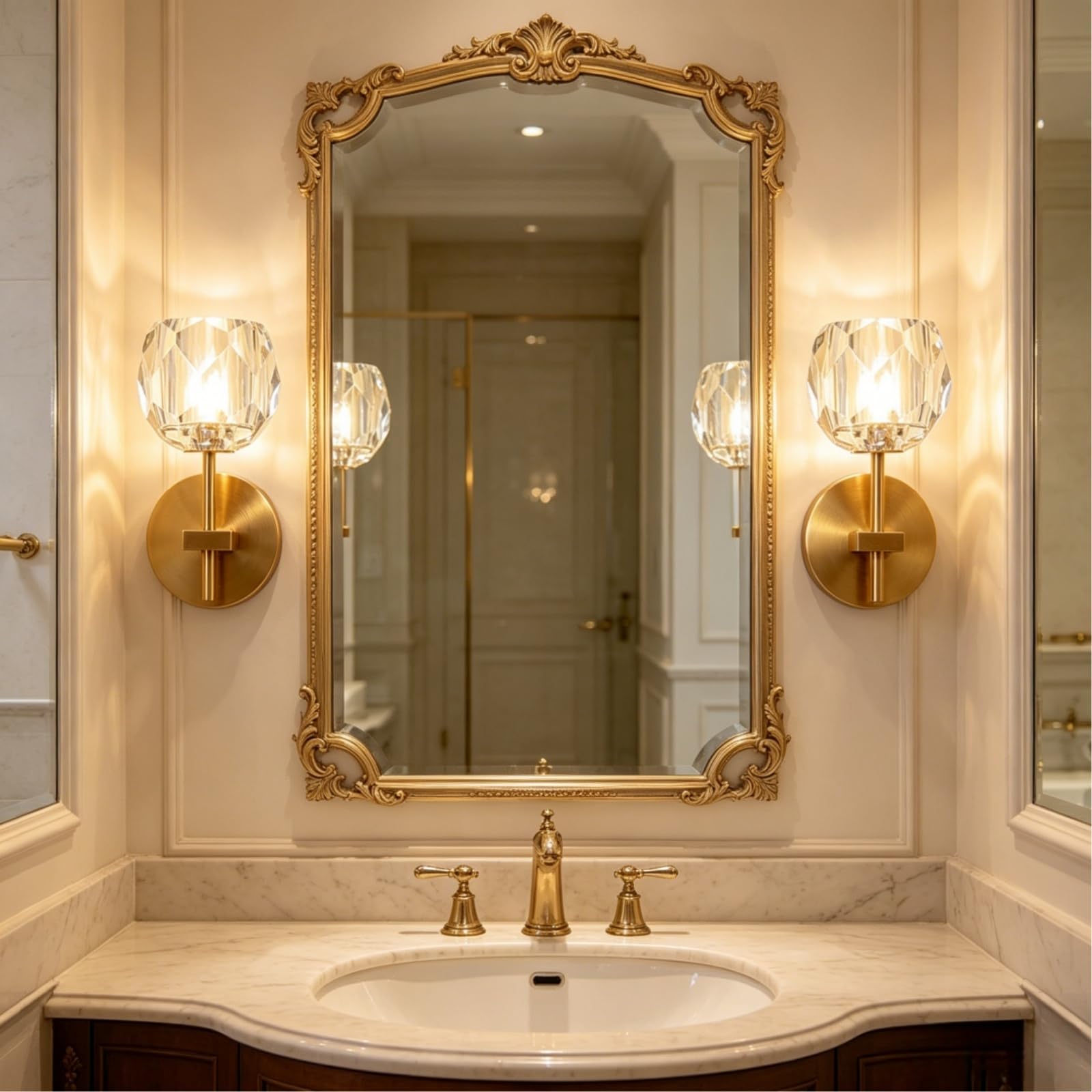 Aplique Pared Cristal Interior, G9 Lámpara de Pared Decorativos, Lámpara Iluminación de Lujo para Sala de Estar, Dormitorio, Hotel (1 Luz, Ø12cm)