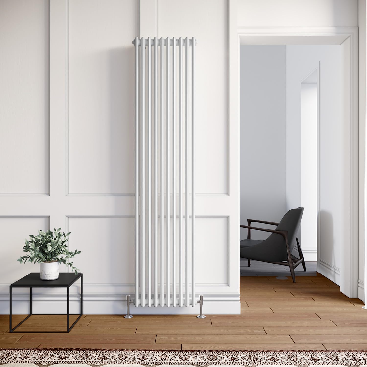 ELEGANT 1800x470 mm Vertical Cast Iron Radiator 2 Column Traditional Style White