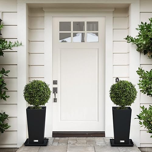 Miniatura 9 de Elevens Macetas blancas para exteriores de 28 pulgadas, modernas, cónicas, cuadradas, para interiores y exteriores, para puerta delantera, patio y