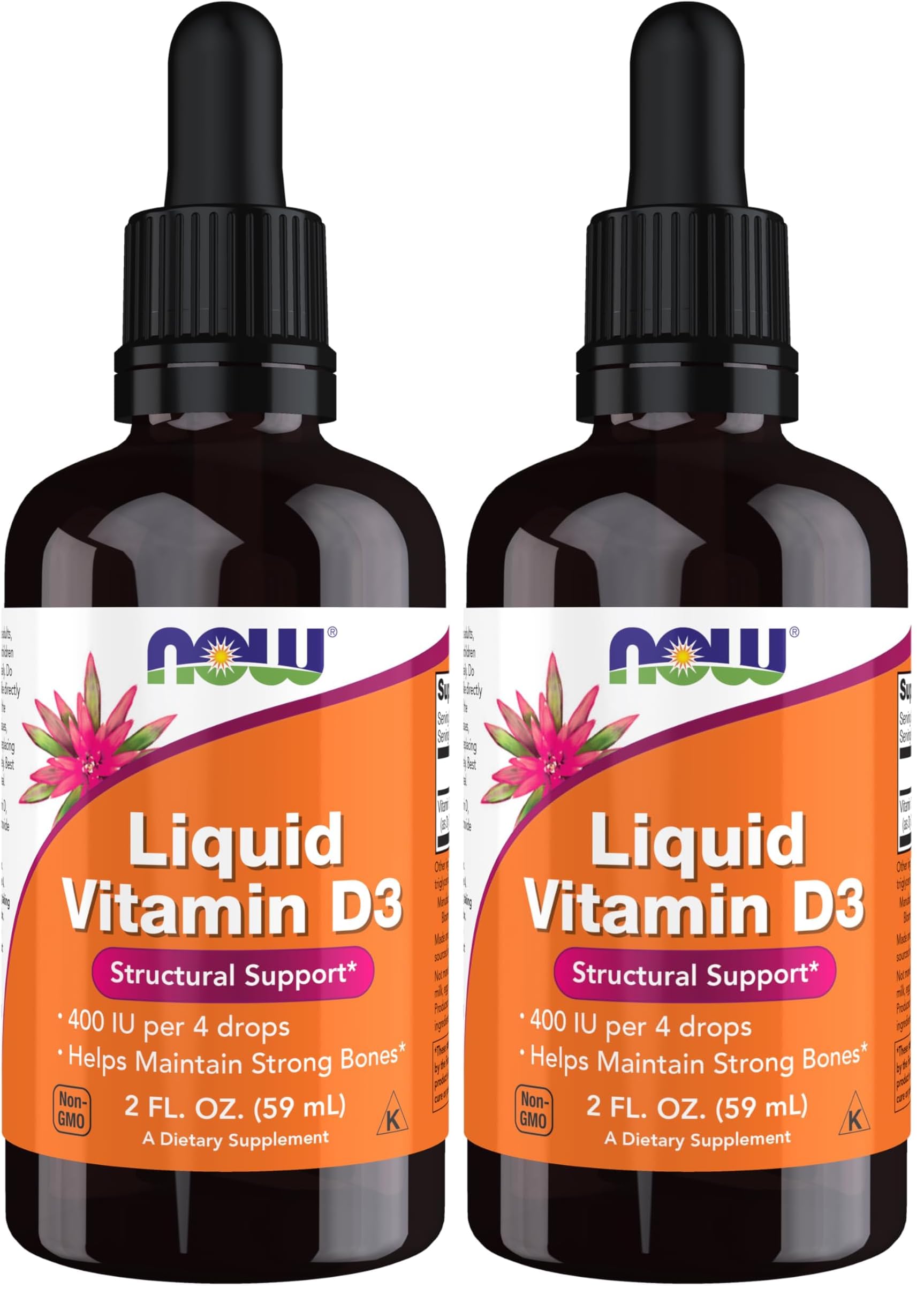 NOW Supplements, Liquid Vitamin D-3, Strong Bones*, Structural Support*, 2-Ounce (Pack of 2)