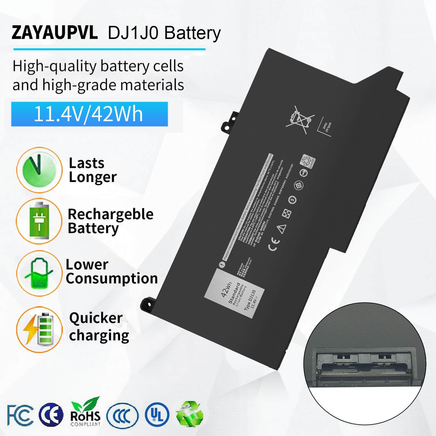 Amazon.com: ZAYAUPVL 42Wh DJ1J0 Battery Replacement for Dell