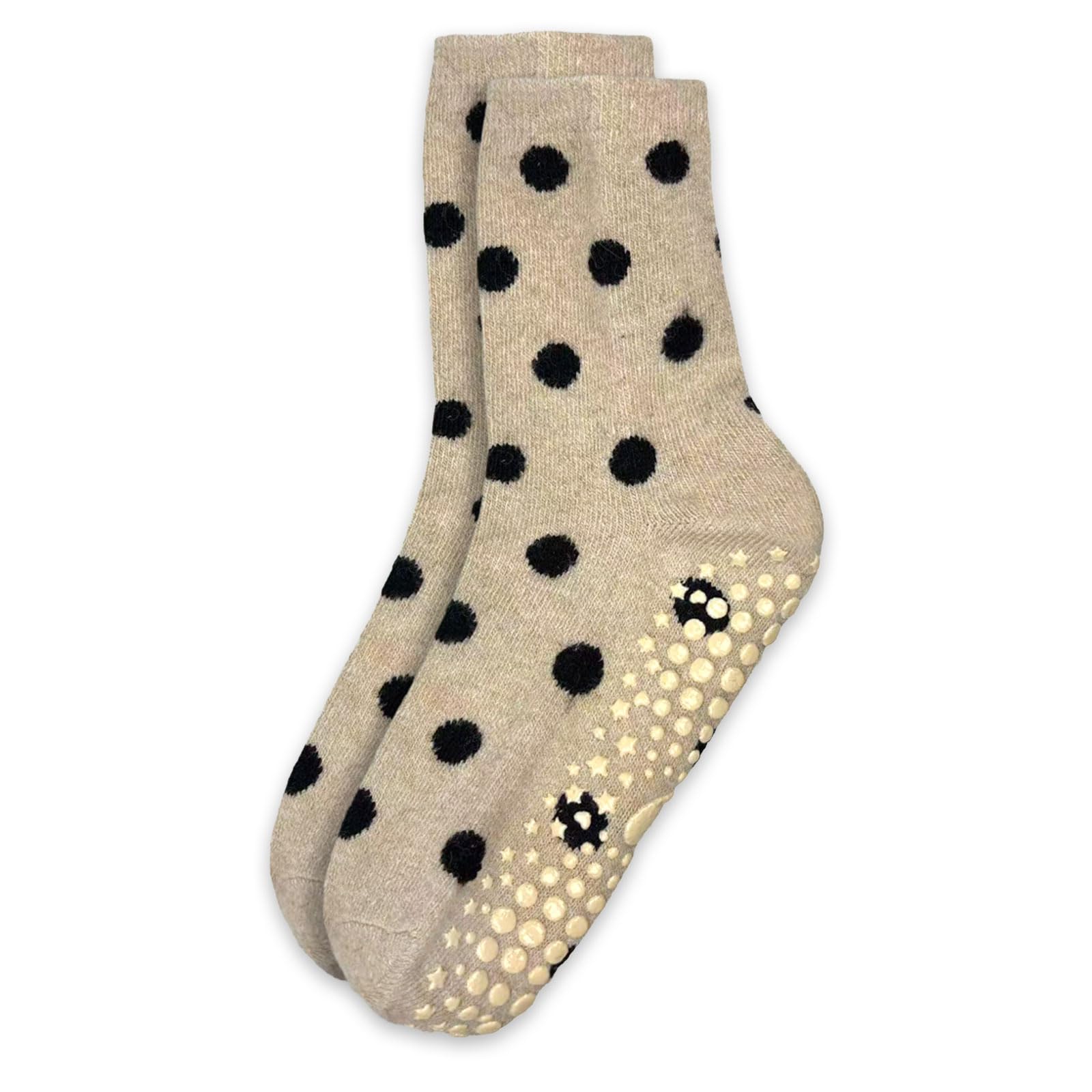 Cute Polka Dot Yoga Socks for Women – 3 Pairs Non Slip Grip Pilates Barre Socks, Cozy Crew Style, US Size 5-9