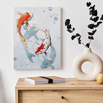 Amazon.co.jp: アートパネル 和風 金魚 鯉 和柄 インテリア 絵画