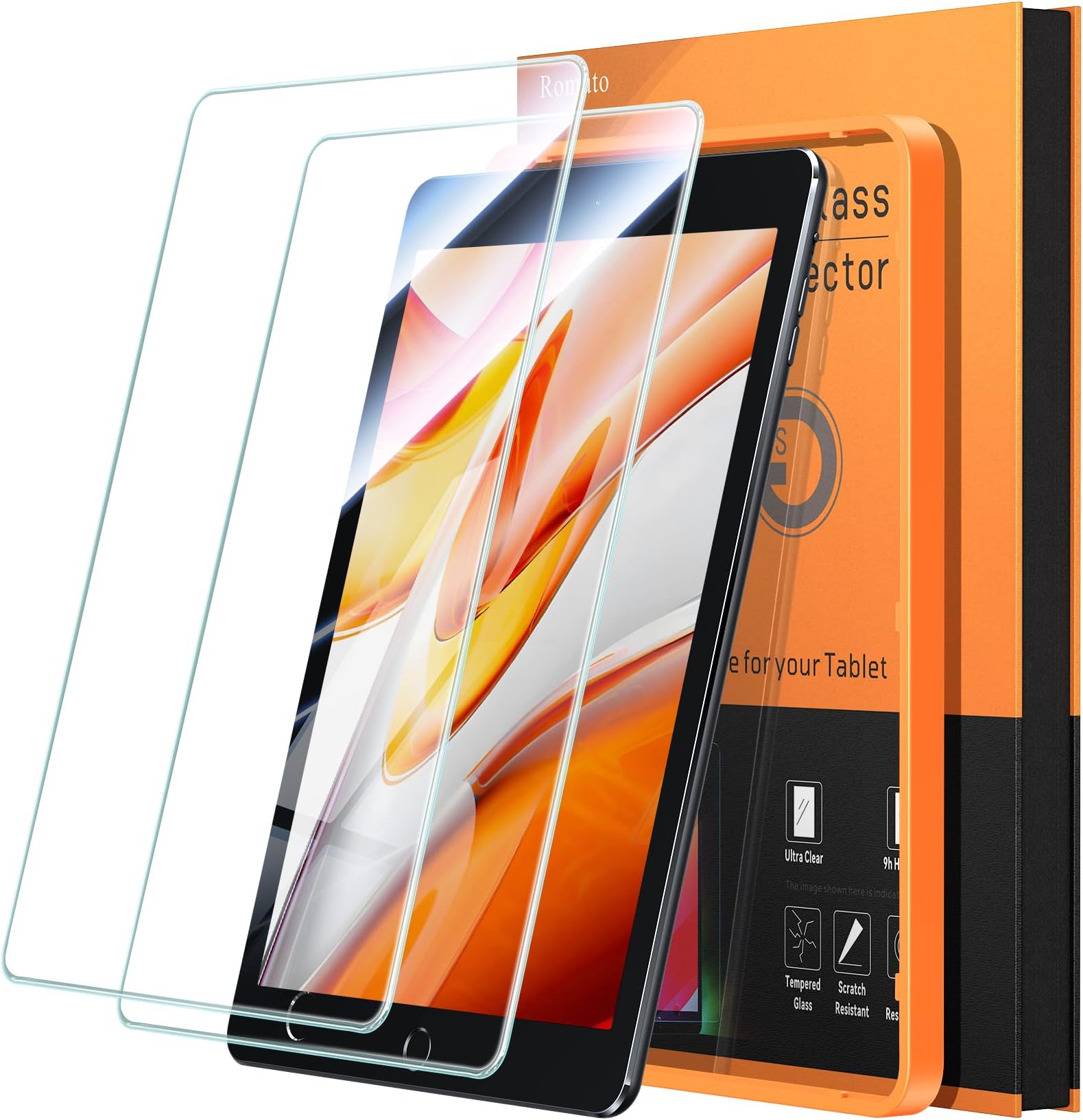 iPad Air 2 Screen Protector, [2 Pack] Premium Tempered Glass Film [9H Hardness] [Scratch-Resistant][HD Clear] iPad 6th generation screen protector iPad 9.7 screen protector iPad Air 1 Pro 5th 9.7-Inch