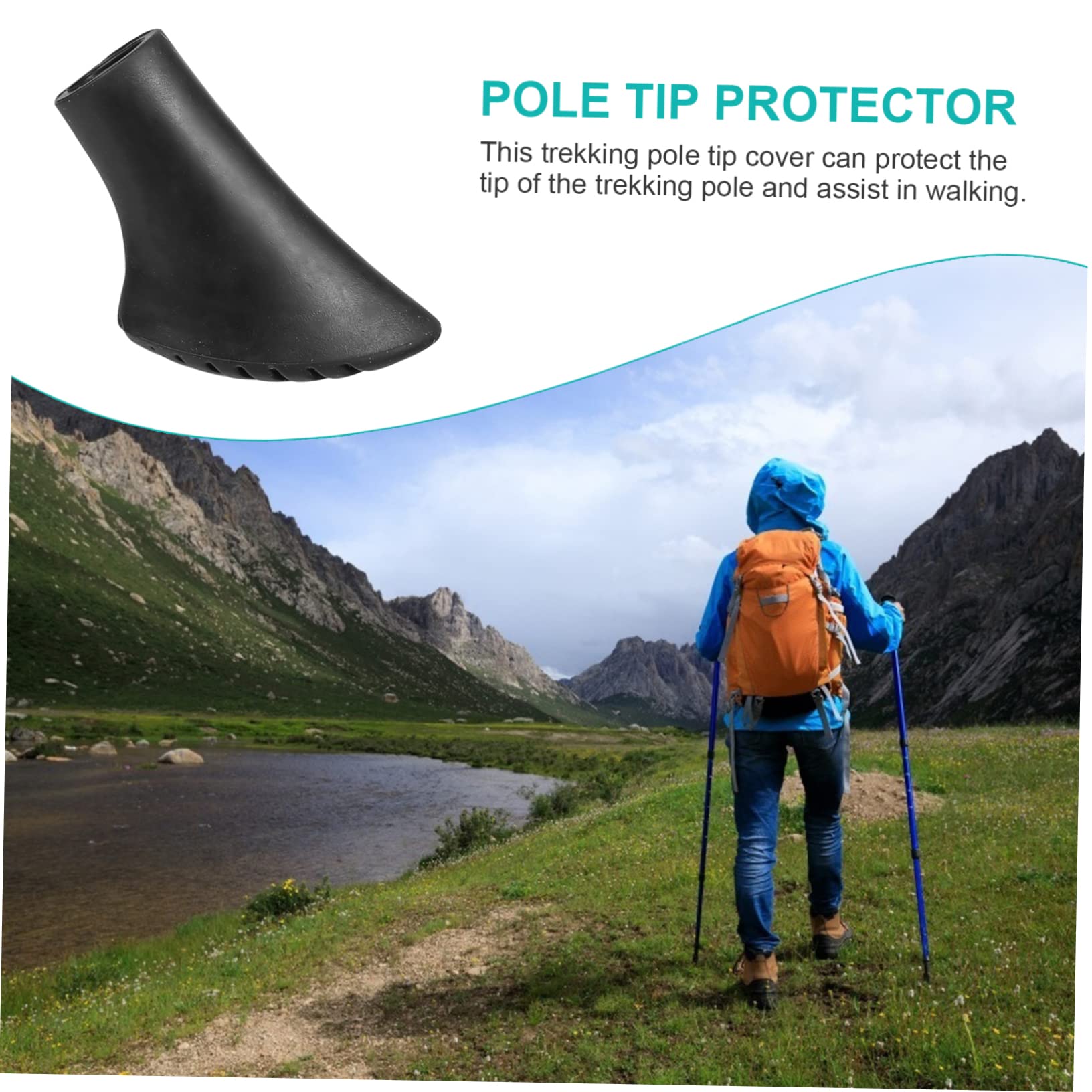 Supvox Trekkingstock-spitzenset Kopfbedeckung Trekkingstöcke Beschützer Zusammenklappbar Gehstöcke Spazierstock Mit Sitz Wandern Pin-Banner-Flagge Gehstock PVC Black
