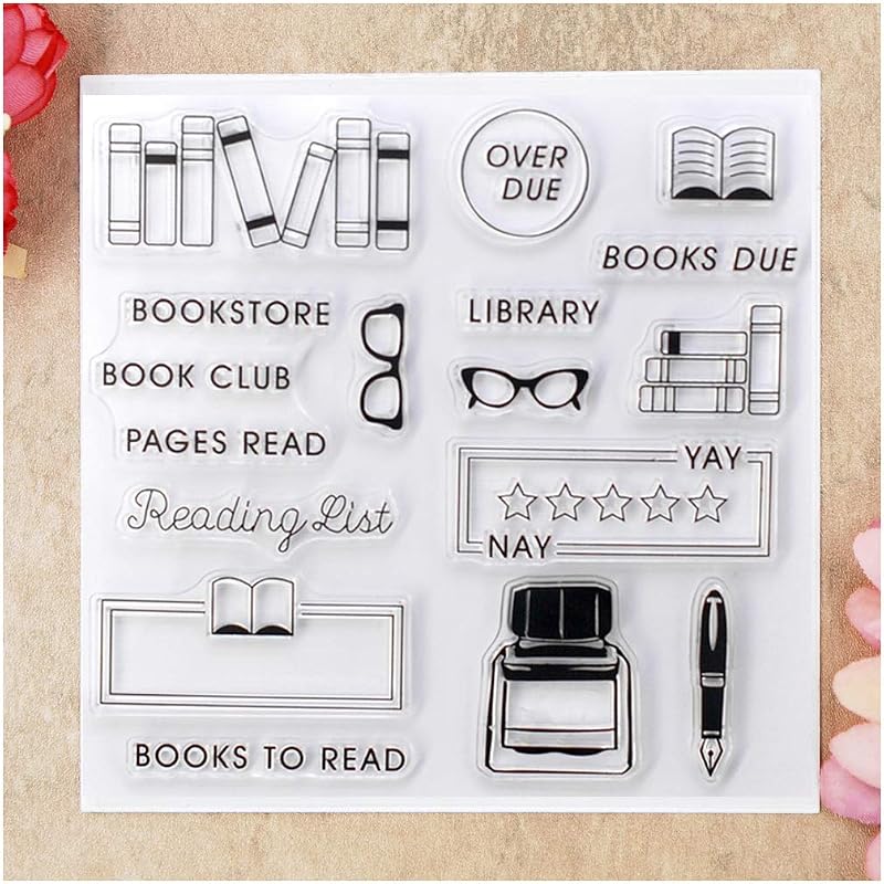 Kwan Crafts Books to Read Bookstore Book Club Reading List Clear Stamps for Card Making Decoration and DIY Scrapbooking