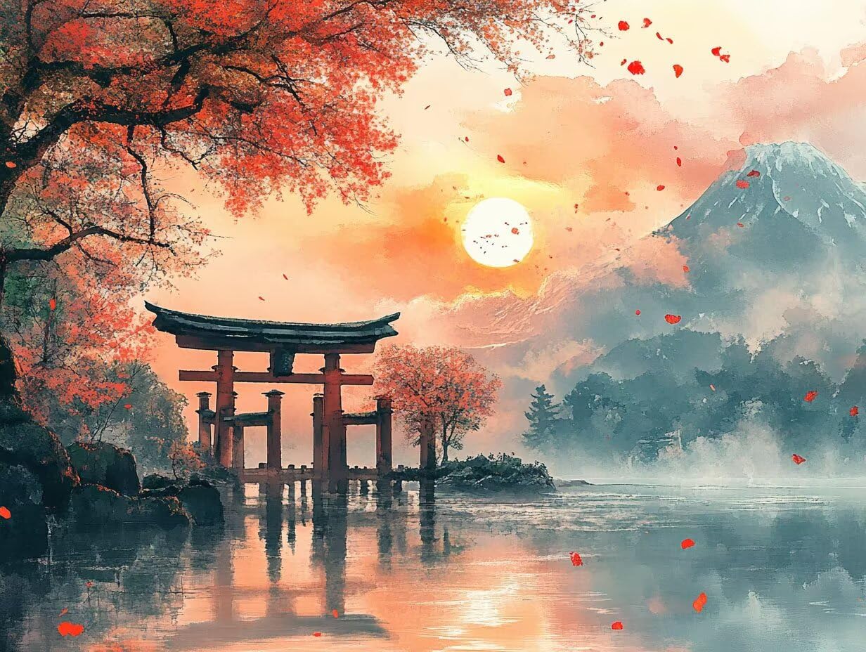 Sonnenuntergang Malen Nach Zahlen Erwachsene Landschaft Malen Nach Zahlen Kinder ab 7, DIY Set Erwachsene Bastelsachen Geschenke für Männer, Weihnachten Halloween Deko Ohne Rahmen 60x80cm H - 952