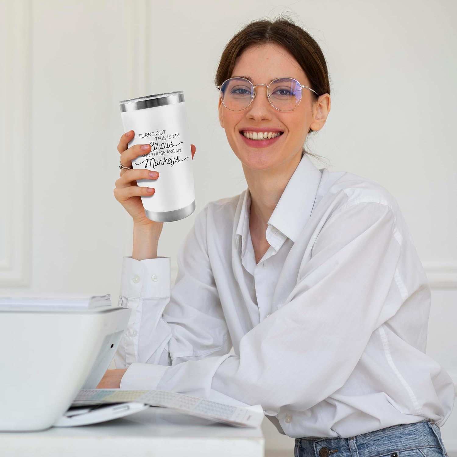 Crap Turns Out This Is My Circus Tumbler, Funny Birthday Mother's Day Gift for Mom Boss Teacher Manger, 20 Oz White Stainless Steel Tumbler Cup Christmas Gifts Ideas - Image 6