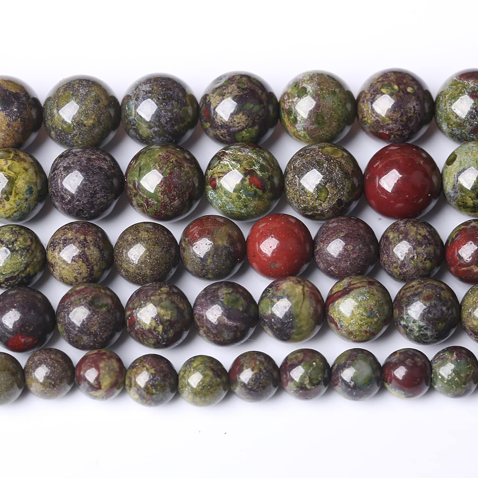 180PCS 4mm Natural Dragon Blood Jasper Beads Round Loose Energy Healing Stone Beads for Jewelry Making DIY Bracelet 32" 2 Strands