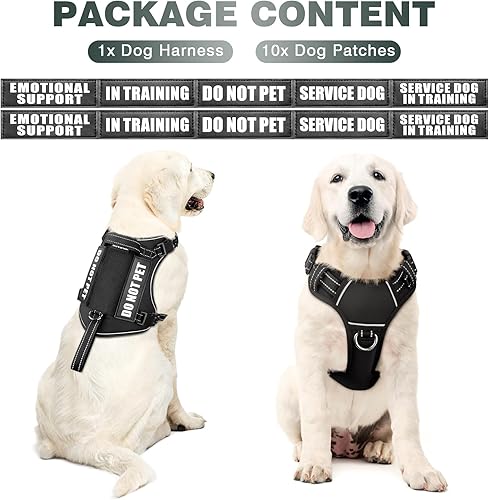 Miniatura 2 de WINSEE Arnés táctico para perro, arnés sin tirones para perros medianos y grandes con asa y Molle, arnés de servicio militar para perros pequeños
