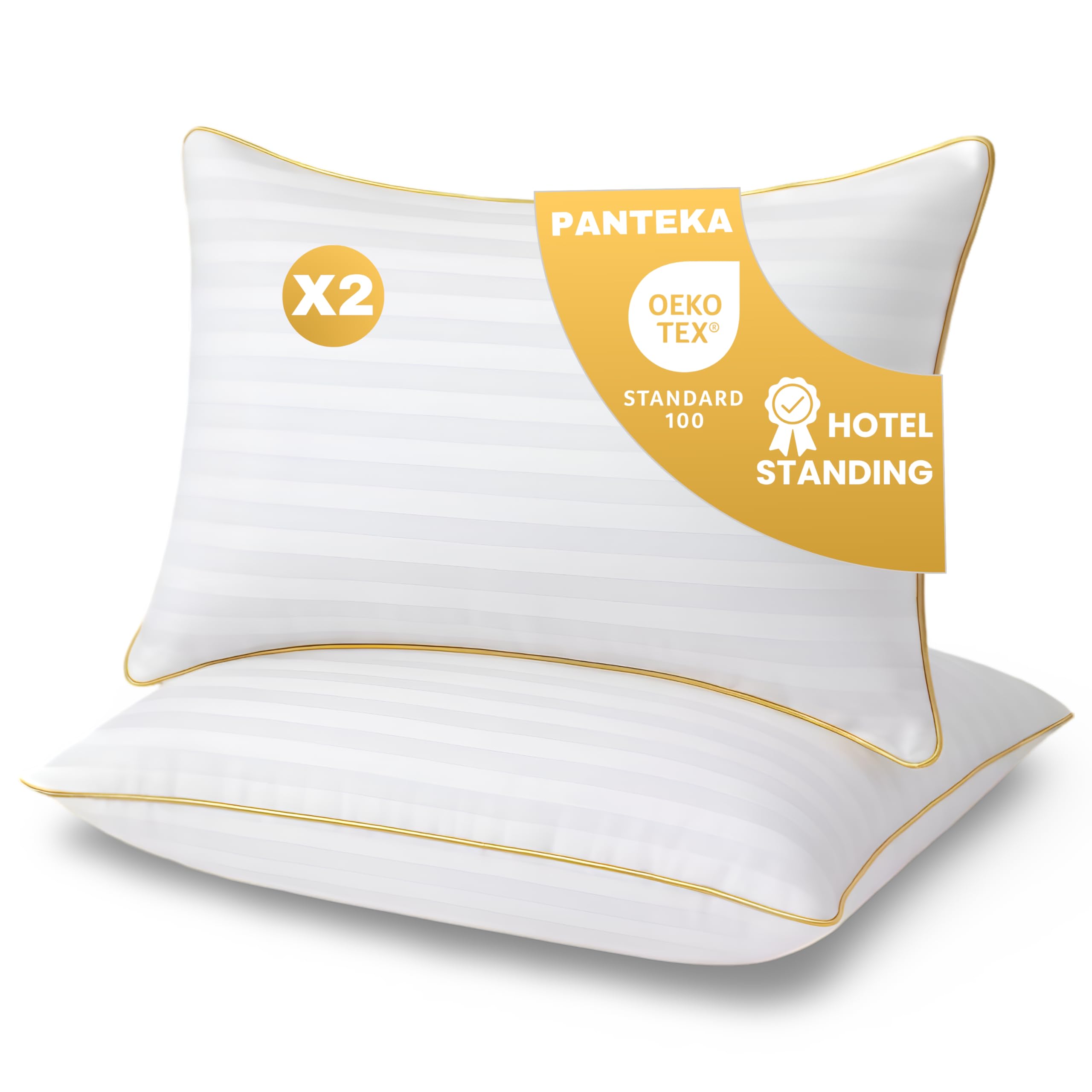 Oreiller Hôtel 50x70cm Lot de 2 - Coussin lit Moelleux & Doux | Coussin de lit adulte - Standing Hôtellerie Luxe - Respirant & Hypoallergénique - Certifié Oeko-Tex - Lavable en Machine