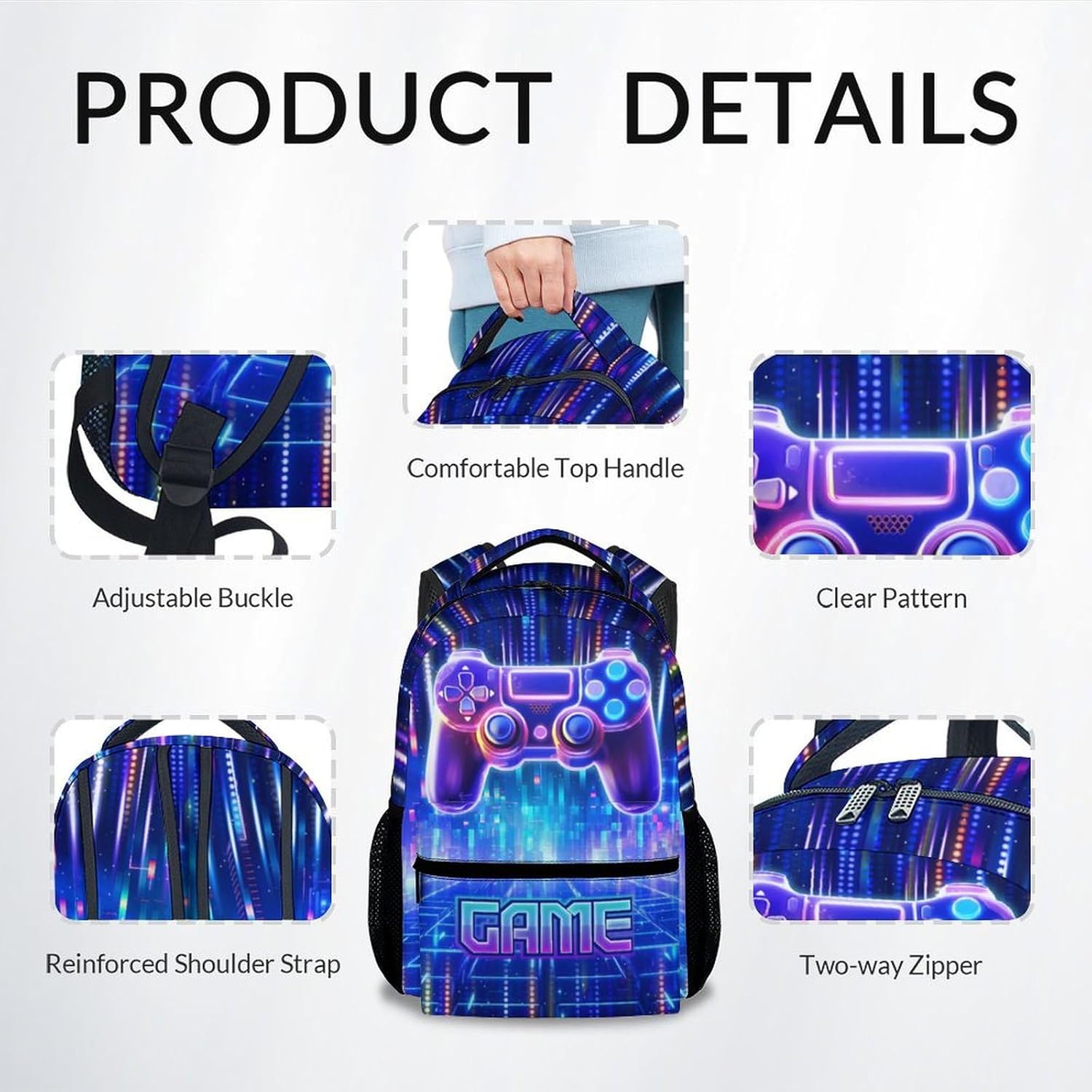 Mercuryelf Kids Backpack - Gaming Kid Backpack for School, Travel - Cool Gamer Bookbag for Boys - 17 Inch School Bag for Primary Middle