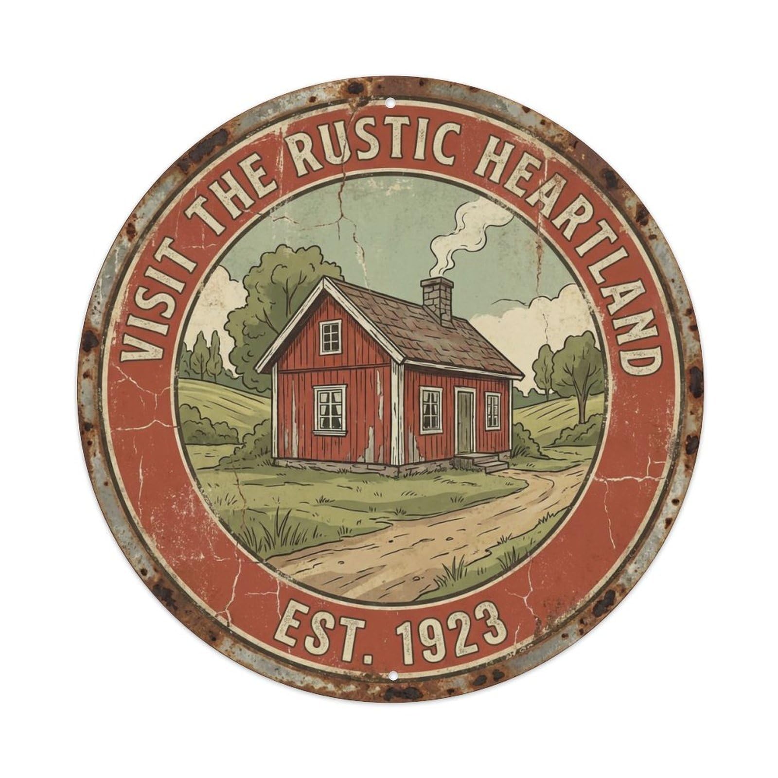 Okahys 8X8inch(20X20cm) Vintage Travel Red Cottage Sweden Rural Metal Tin Sign