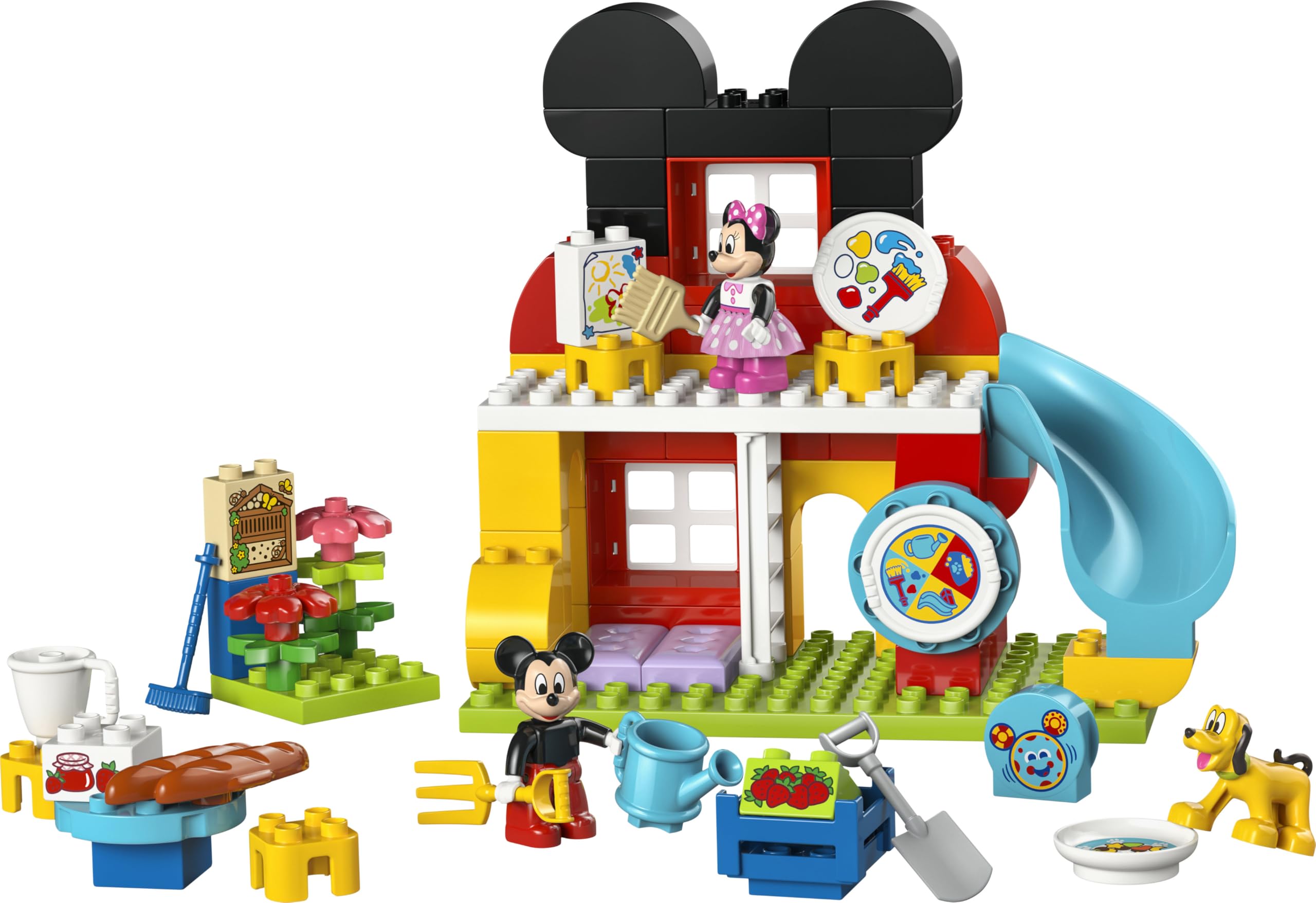 LEGO Duplo Disney Casa de Mickey Mouse con Minnie y Pluto de Juguete - Juego Educativo para la Motricidad Fina - 3 Figuras y Toodles - Regalo para Niños y Niñas de 2+ Años - 10465