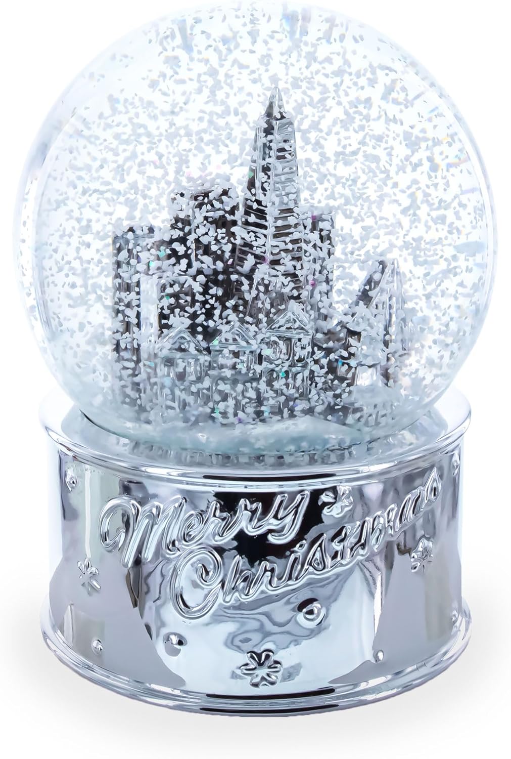 San Francisco Landmarks with Silver Base Glass Water Snow Globe