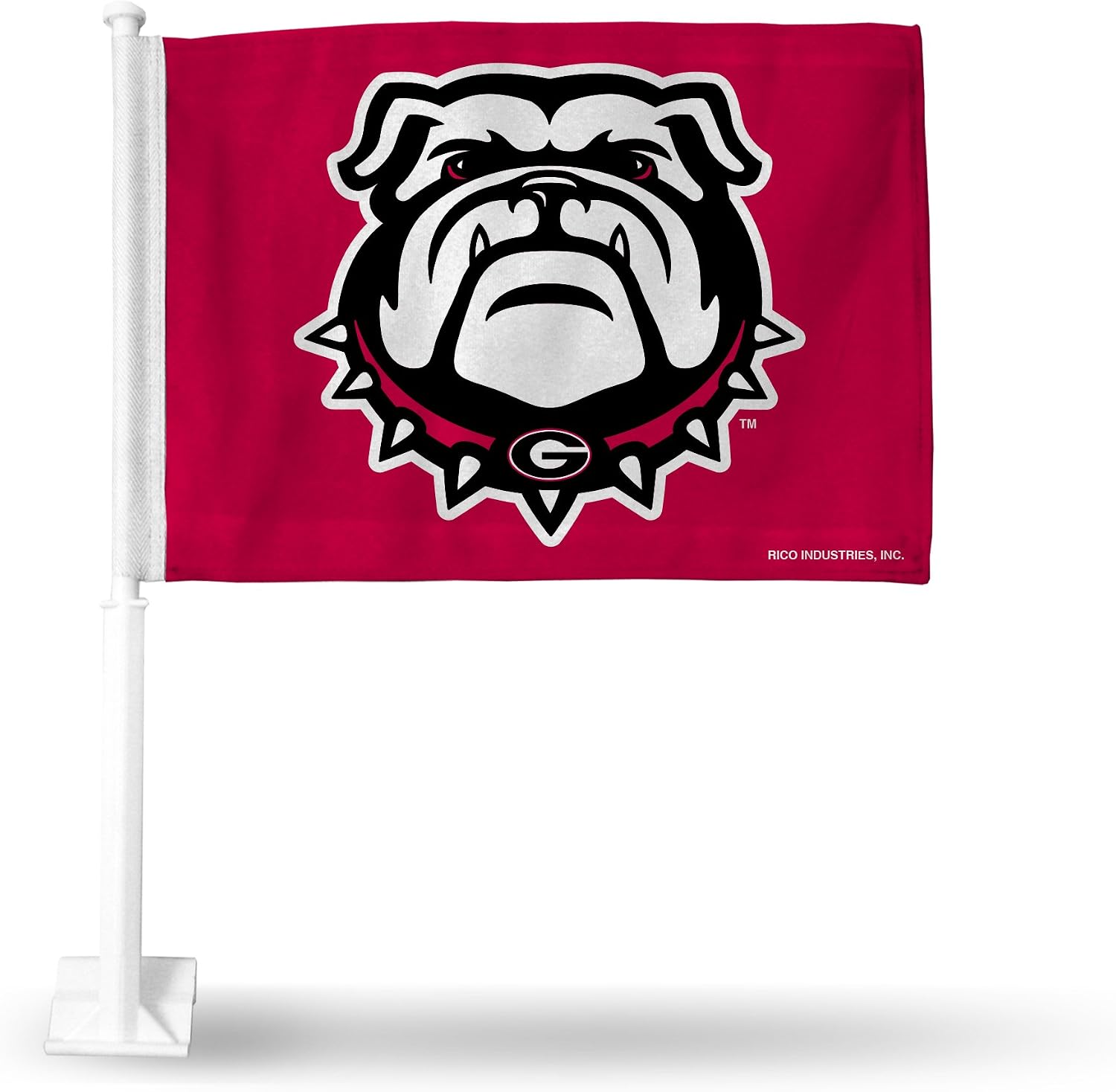 Rico Industries NCAA Georgia Bulldogs - Red Bulldog Car Flag with Included Pole