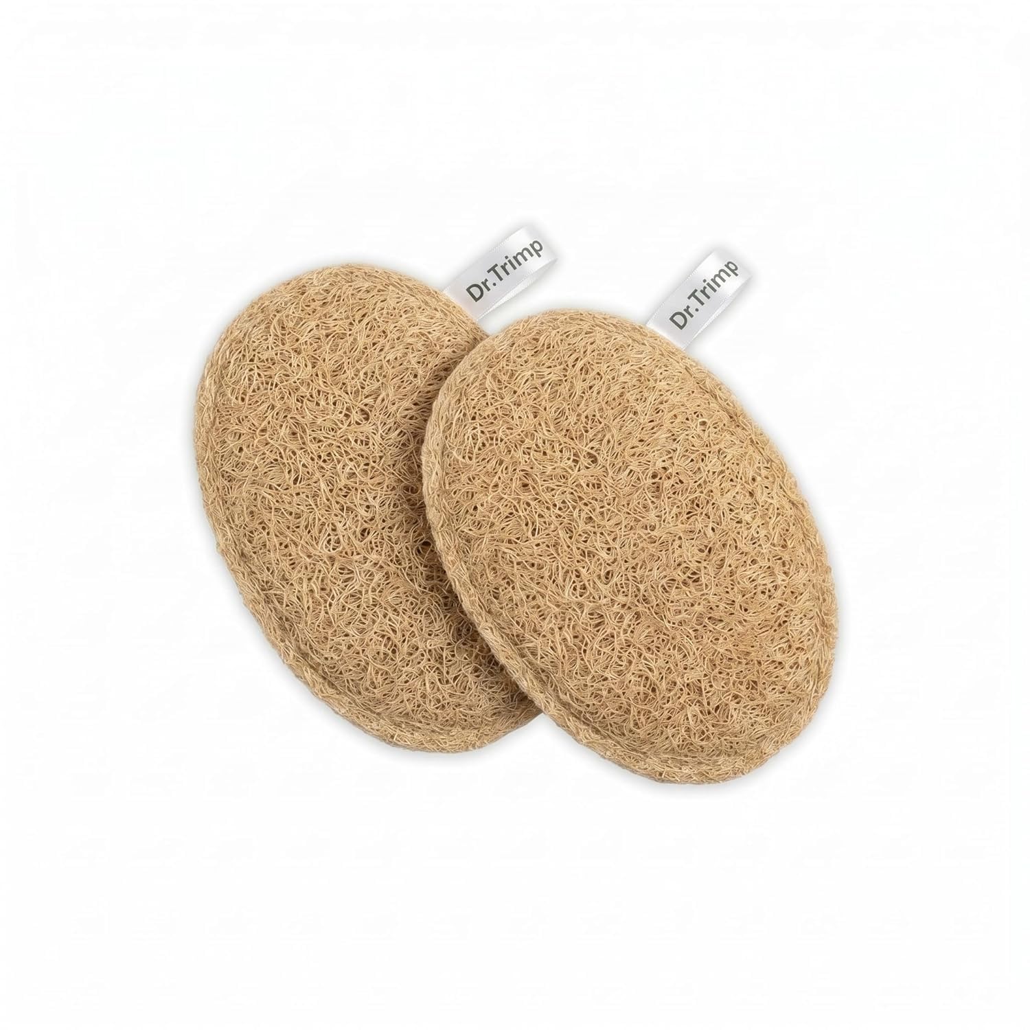 dr. trimp natural sun-dried loofah pack of 2 | organic bath scrubber & body exfoliator for men & women | eco-friendly biodegradable luffa sponge | deep cleansing body scrub | removes dead skin cells (oval)