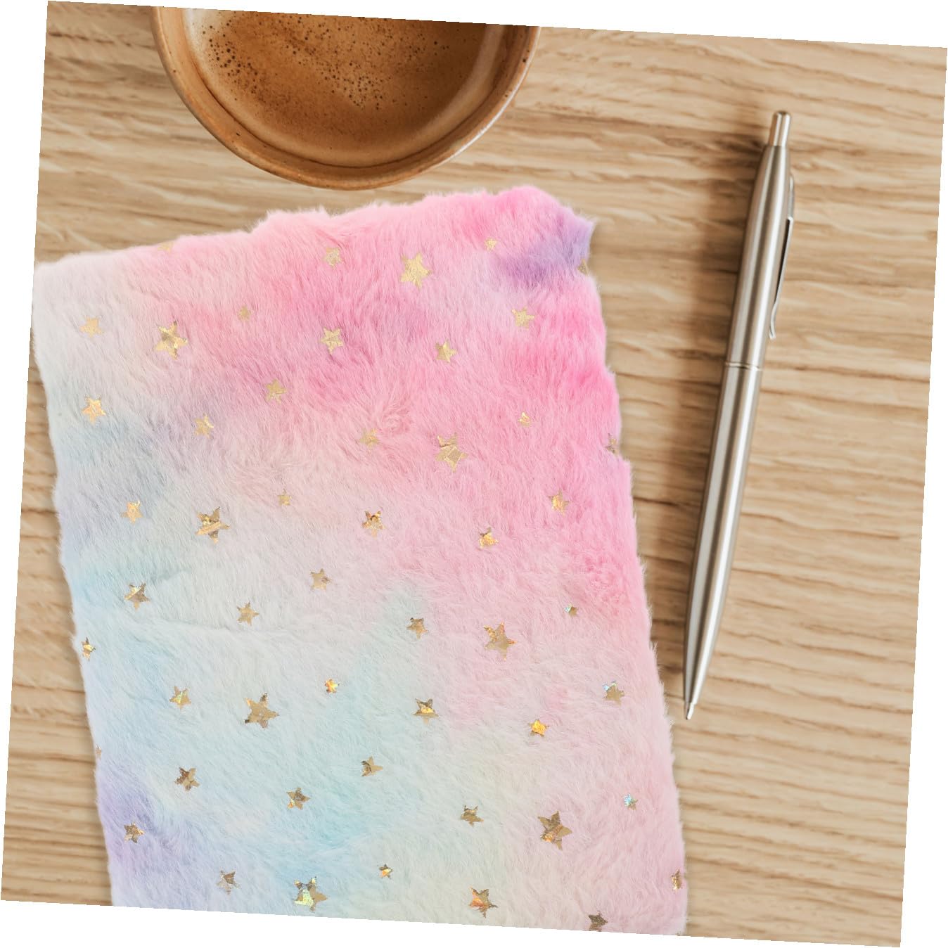 DOITOOL 3 Piezas Cuaderno con de Peluche Diseño Estrella Degradada Portátil y Adorable para Estudiantes y Diario Personal