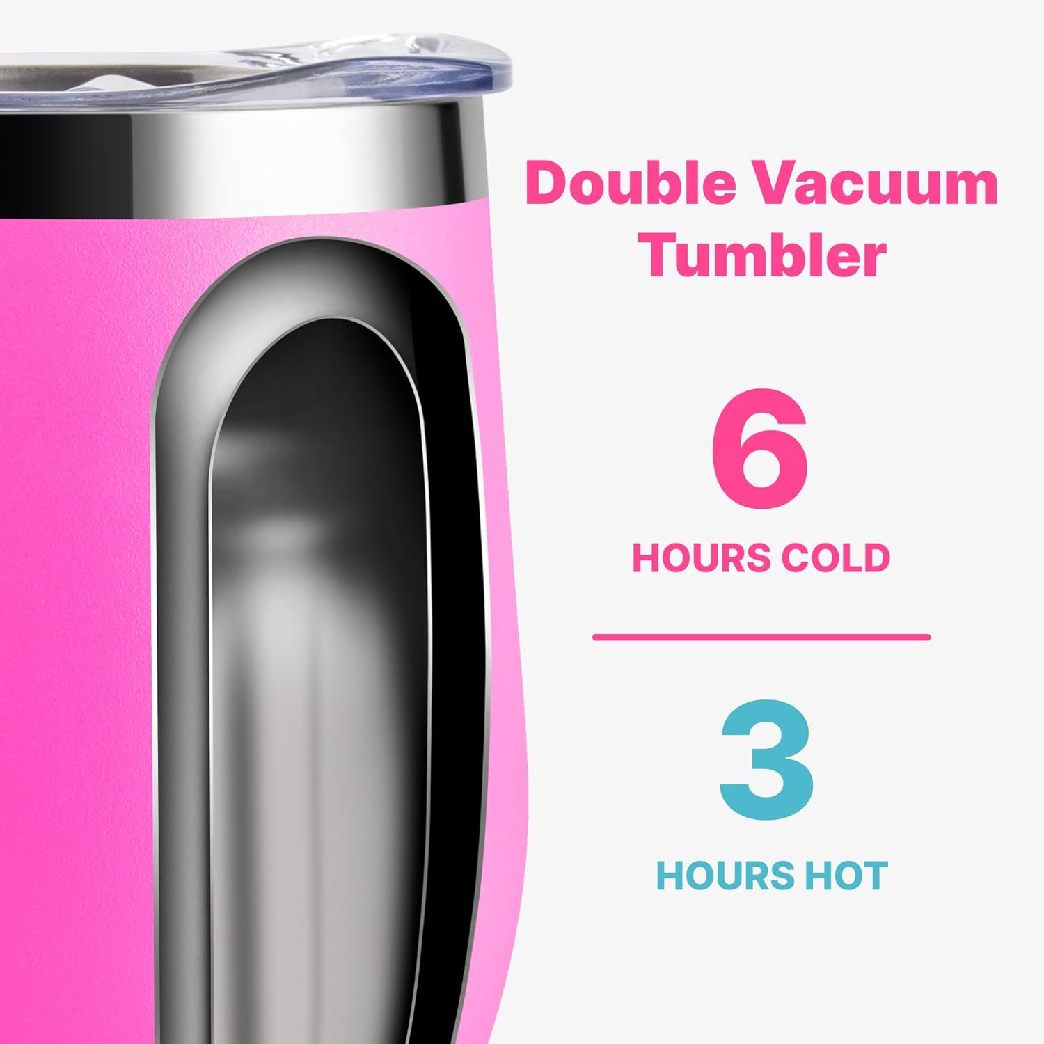 VINUR Small Travel Coffee Mug with Handle-12 oz Stainless Steel Insulated Tumbler with Lid and Straw-Leak Proof-Gift for Girl, Hot Pink - Image 5