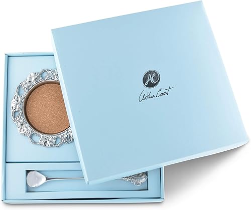 Miniatura 5 de Arthur Court Designs - Jarra de vidrio de 3 piezas con posavasos y agitador, jarra de agua para agua fría, té helado, bebida de jugo de limonada de