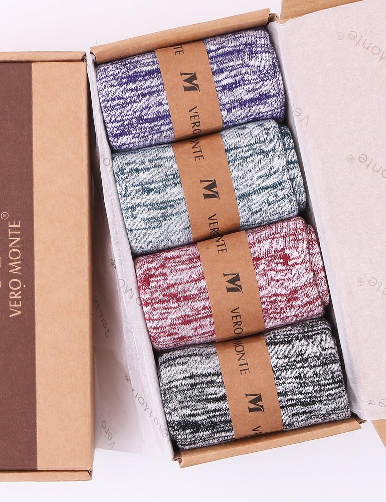 VERO MONTE 4 Pairs Womens Knitted Cotton Crew Socks - Warm Socks Casual Socks - Image 7