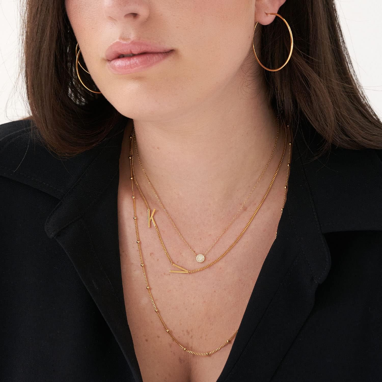 OAK & LUNA - Personalized Side Initial Necklace Up to 2 Custom Initials - Fine Jewelry - 925 Sterling Silver, Gold Vermeil - Dainty Gift for Her, Women, Girlfriend For Birthday, Mother's Day, Anniversary