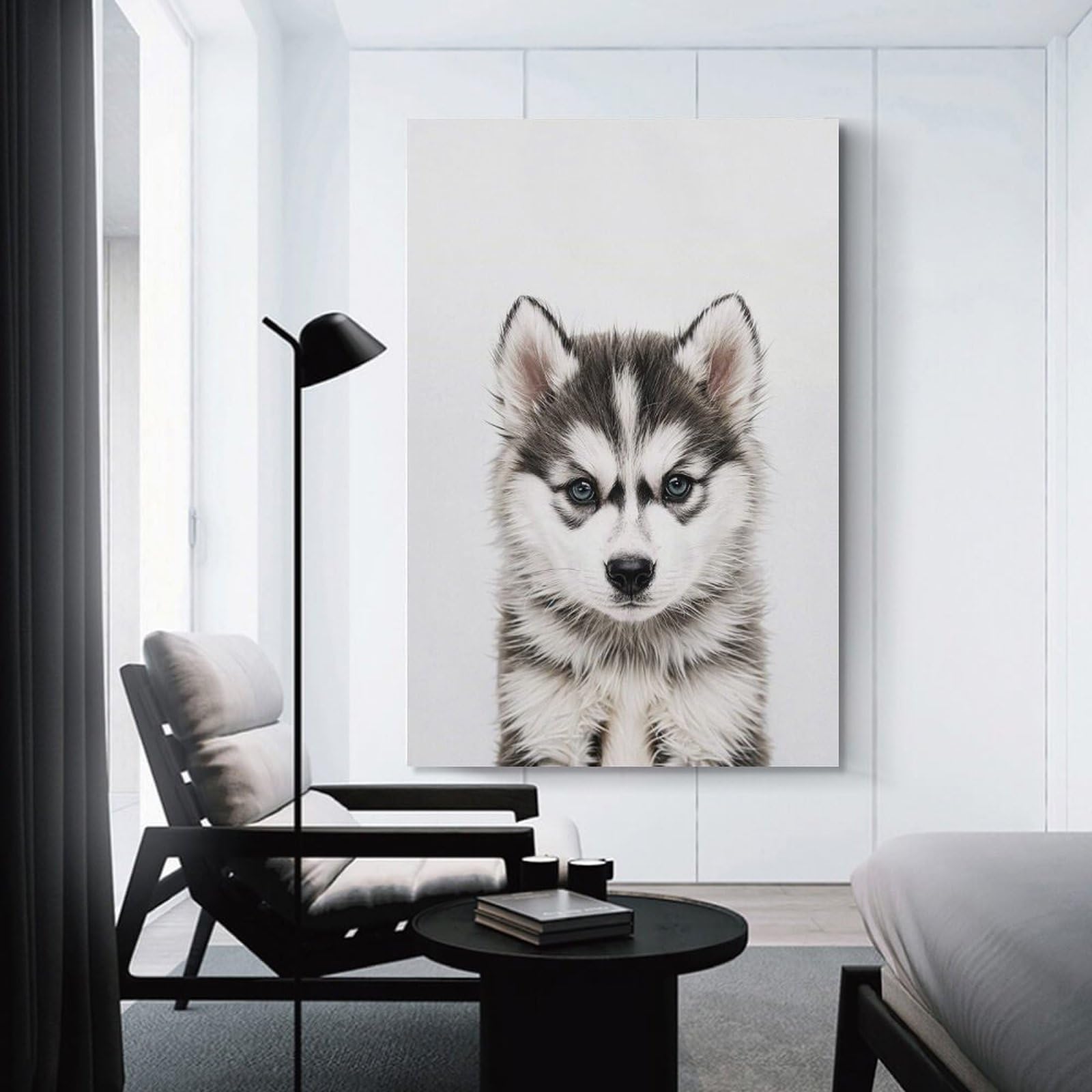 Junmoney Decorative Wall Artwork Cute Baby Husky, 16x24inch(40x60cm), for Lounge, Bedroom Or Personal Spaces, Thoughtful Wall Decor for Art Lovers