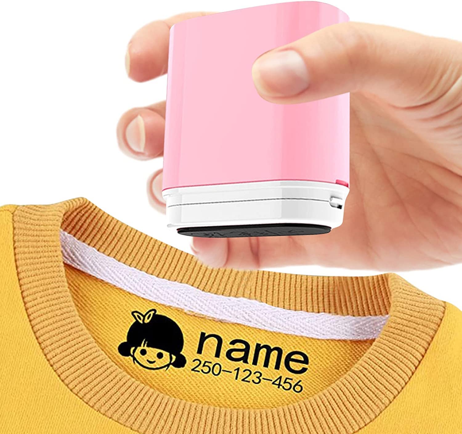School Uniform Labels - Waterproof Clothing Name Stamp (BY005-PINK-Available 1000 Times)