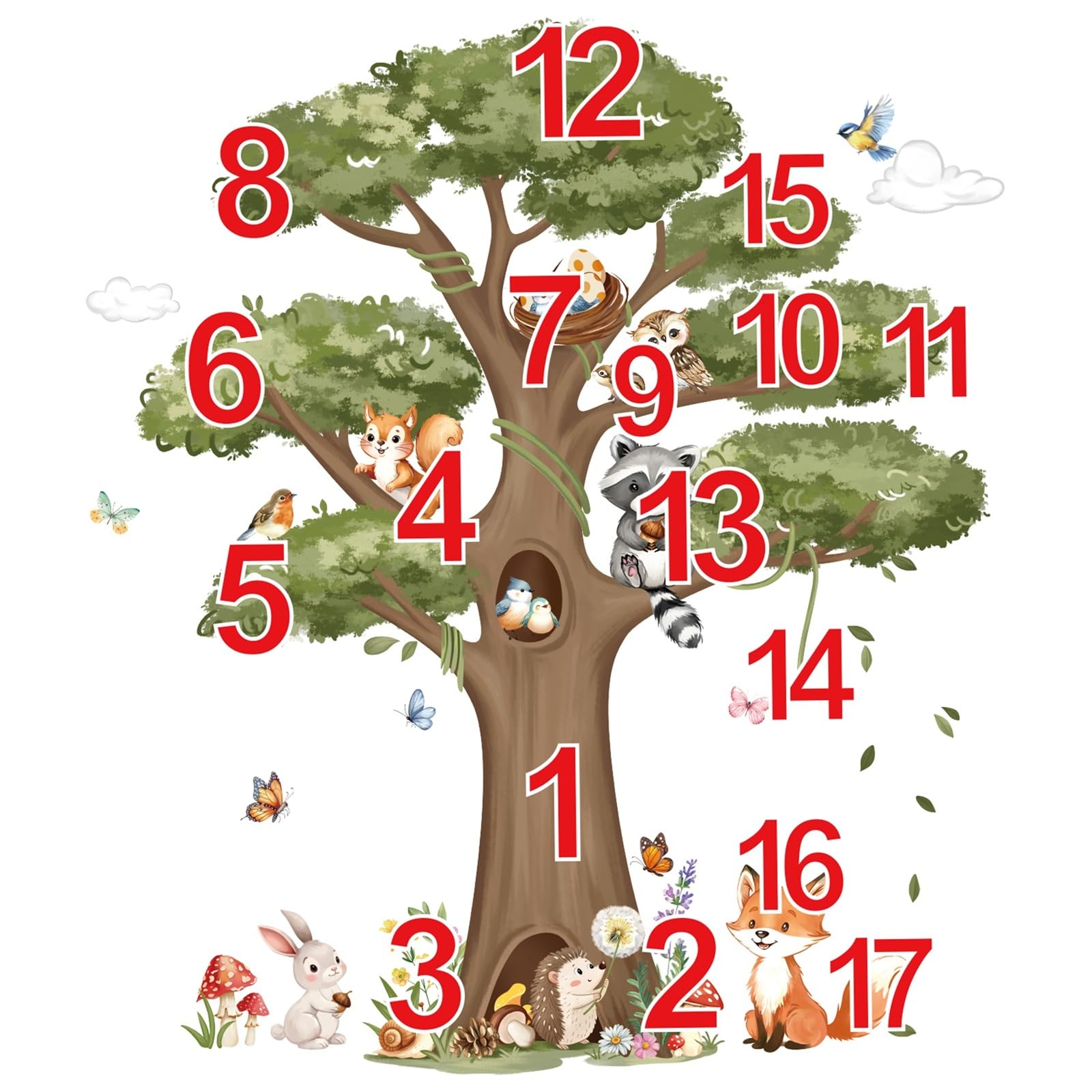 decalmile Pegatinas de Pared Infantiles Animales Árbol Grande Vinilos Decorativos Animales del Bosque Zorro Conejo Ardilla Adhesivos Pared Habitación Niños Guardería Aula