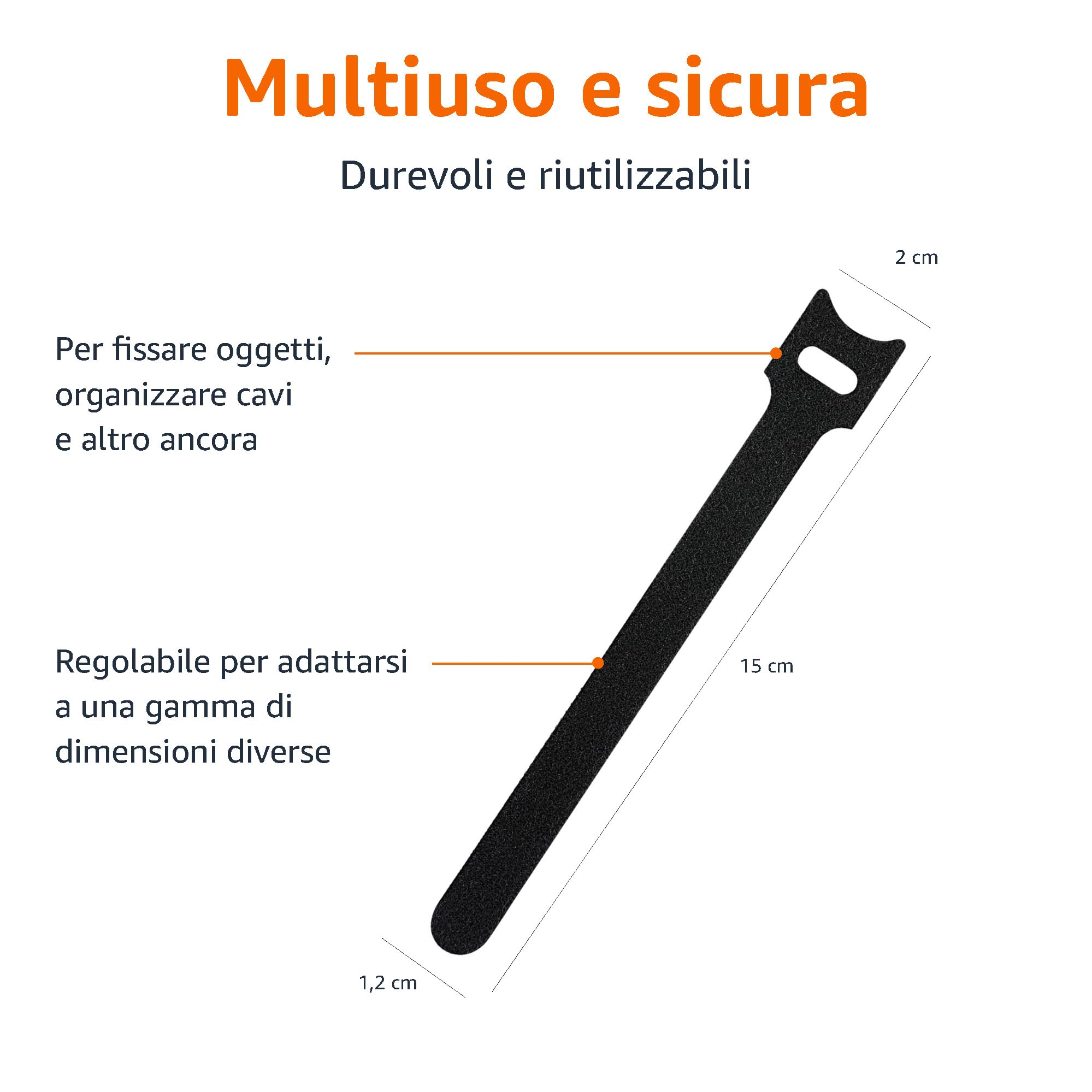 Amazon Basics Fascette stringicavo regolabili, per organizzare i cavi, 100 pezzi, Nero
