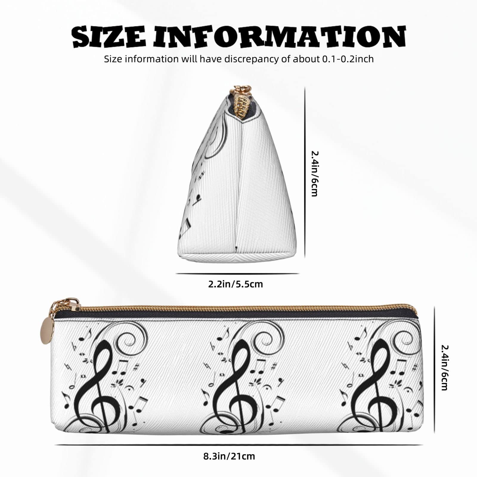 Astuccio Con Note Musicali In Tessuto Oxford – 21x6 Cm, Nero, Per Studenti E Ufficio - 4