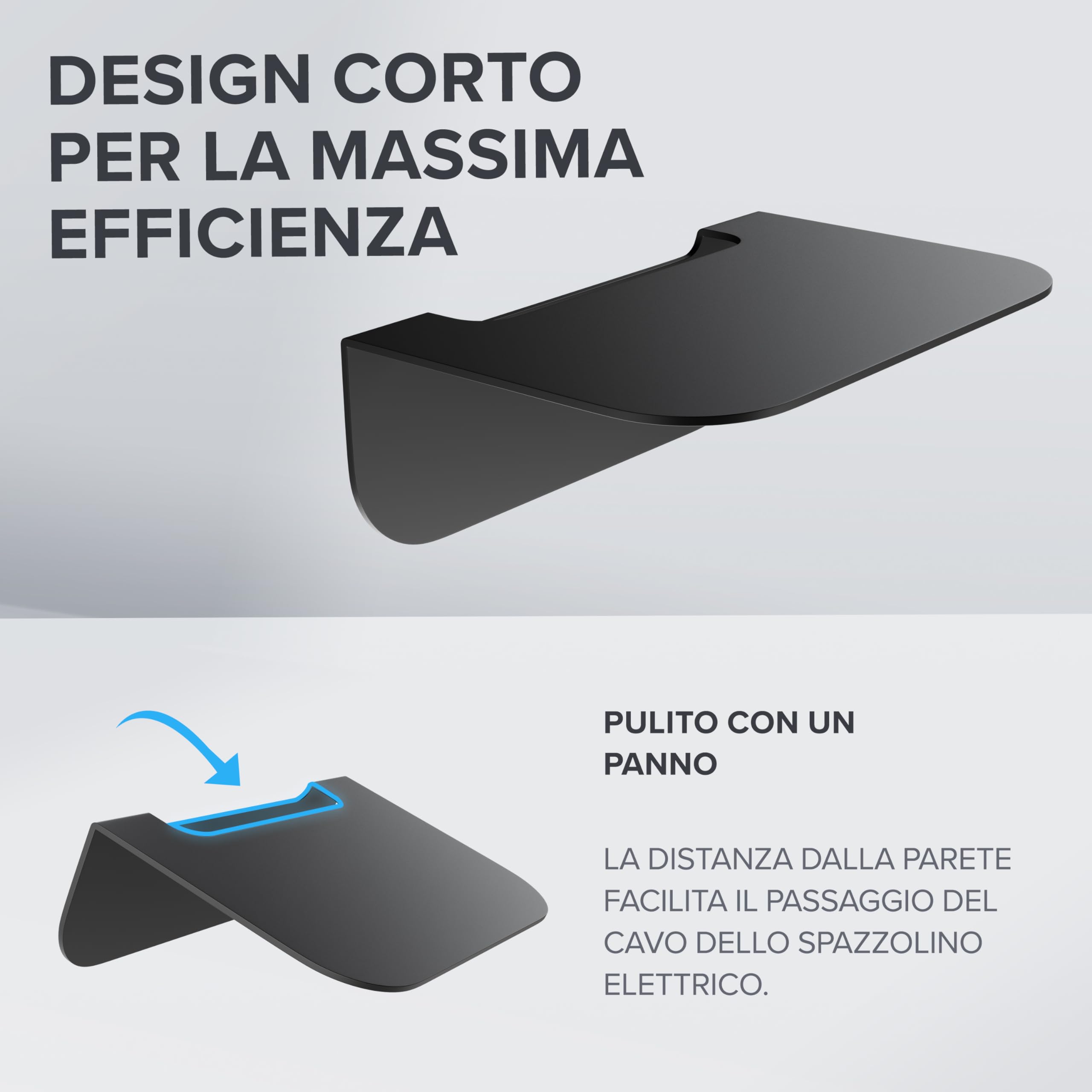 Mensola da bagno in acciaio inox nero opaco senza foratura Ovimar Gimsoya