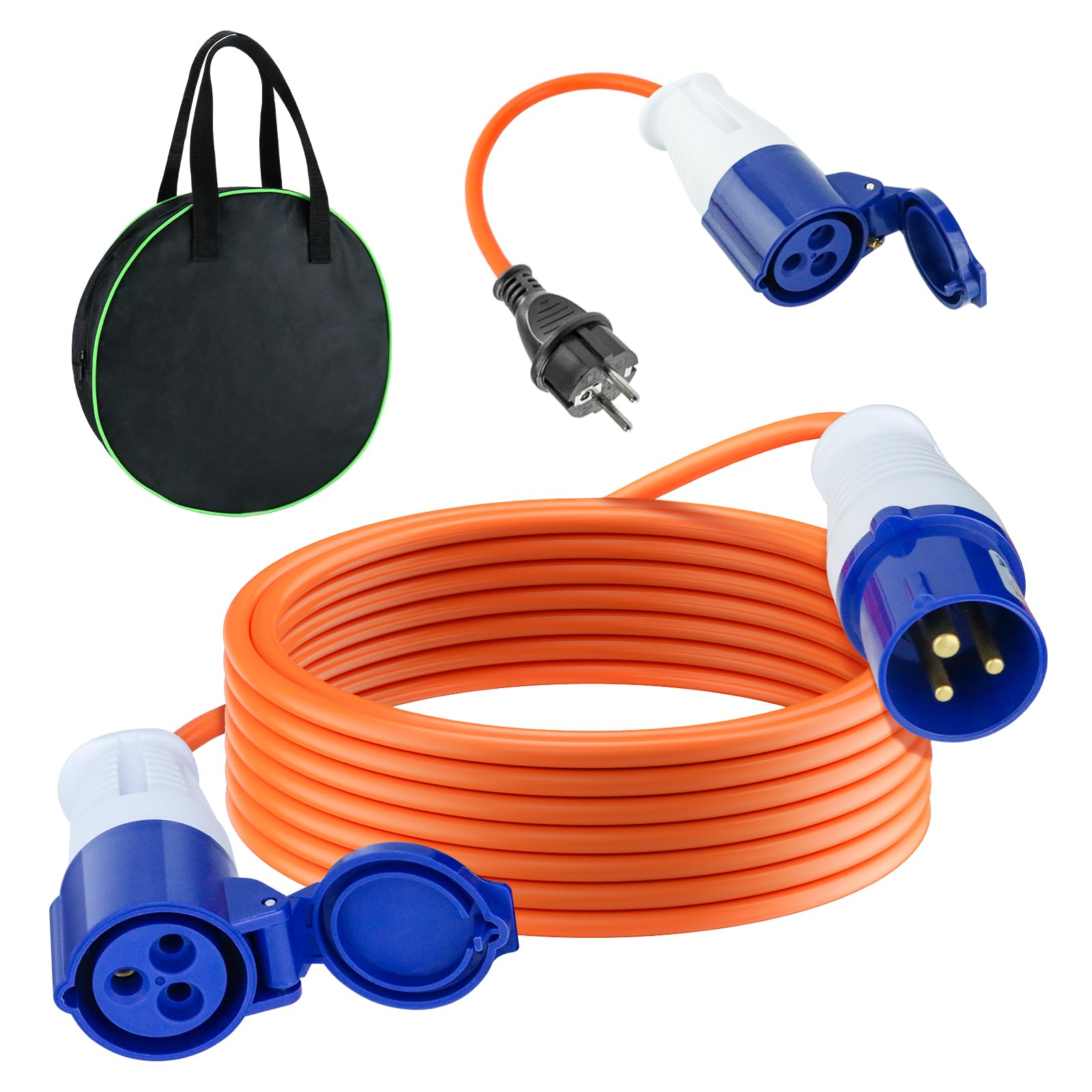CEE Verlängerungskabel 10 Meter außen, 240V 16A Camping Verlängerung CEE Adapter Kabel mit Schutzkontakt Stecker auf CEE Kupplung, IP44 CEE Stromkabel für Außenbereich, Caravan und Wohnwagen etc