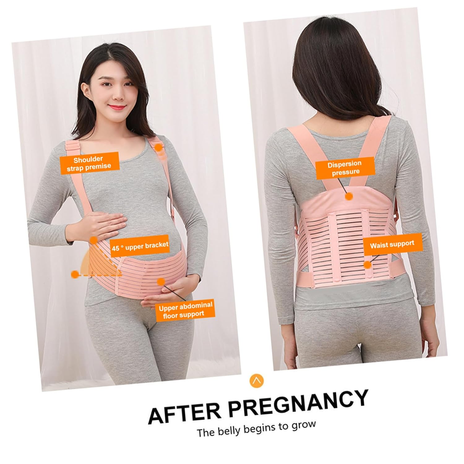 Veemoon Pregnancy Support Band Maternity Belt Wide Shoulder Straps Breathable Belly Band for Pregnancy Relief