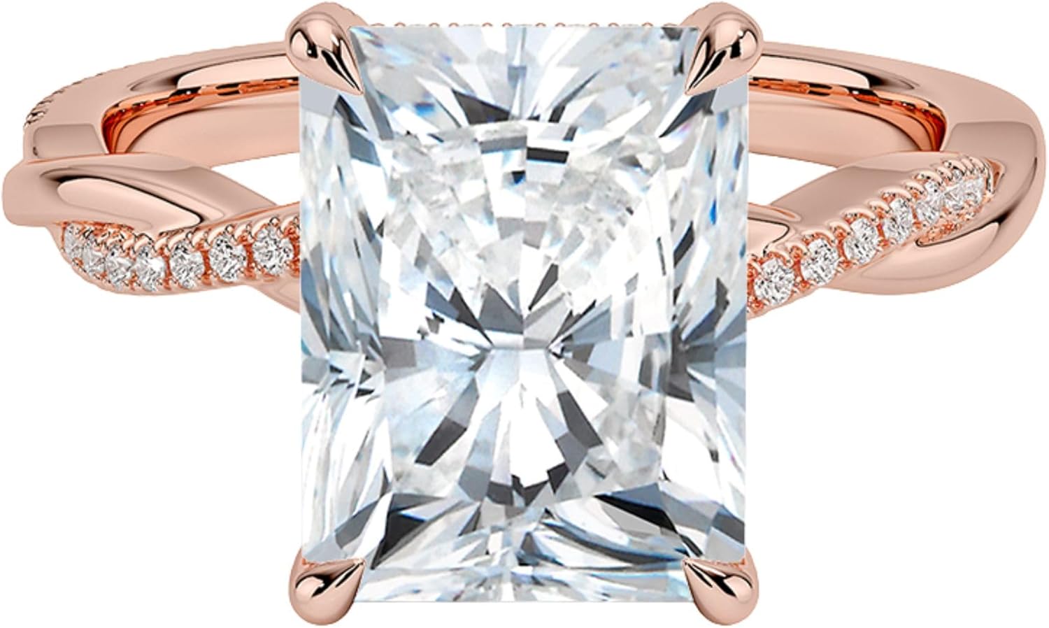 DAJEWELS IGI Certified Radiant Cut Lab Grown Diamond Engagement Ring 1 to 5 Ct E F Color VVS1 VVS2 Twisted Pave Hidden Halo 10K 14K 18K Solid Gold or 925 Sterling Silver for Women