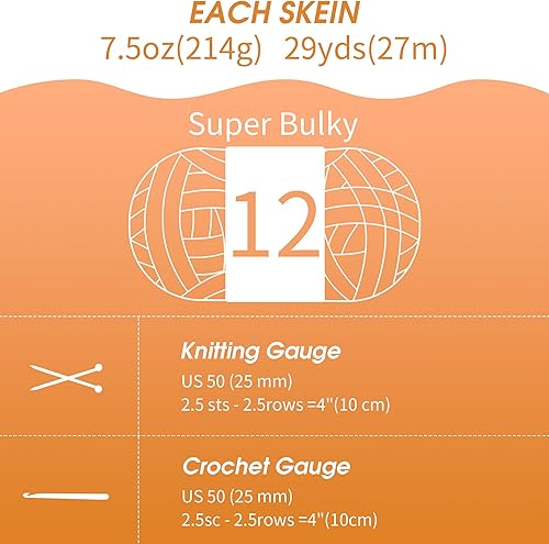 Vista 118 de HOMBYS Paquete de 8 hilos gruesos surtidos para tejer a ganchillo, hilo súper voluminoso, grande, suave y esponjoso, hilo de felpilla grueso para 4