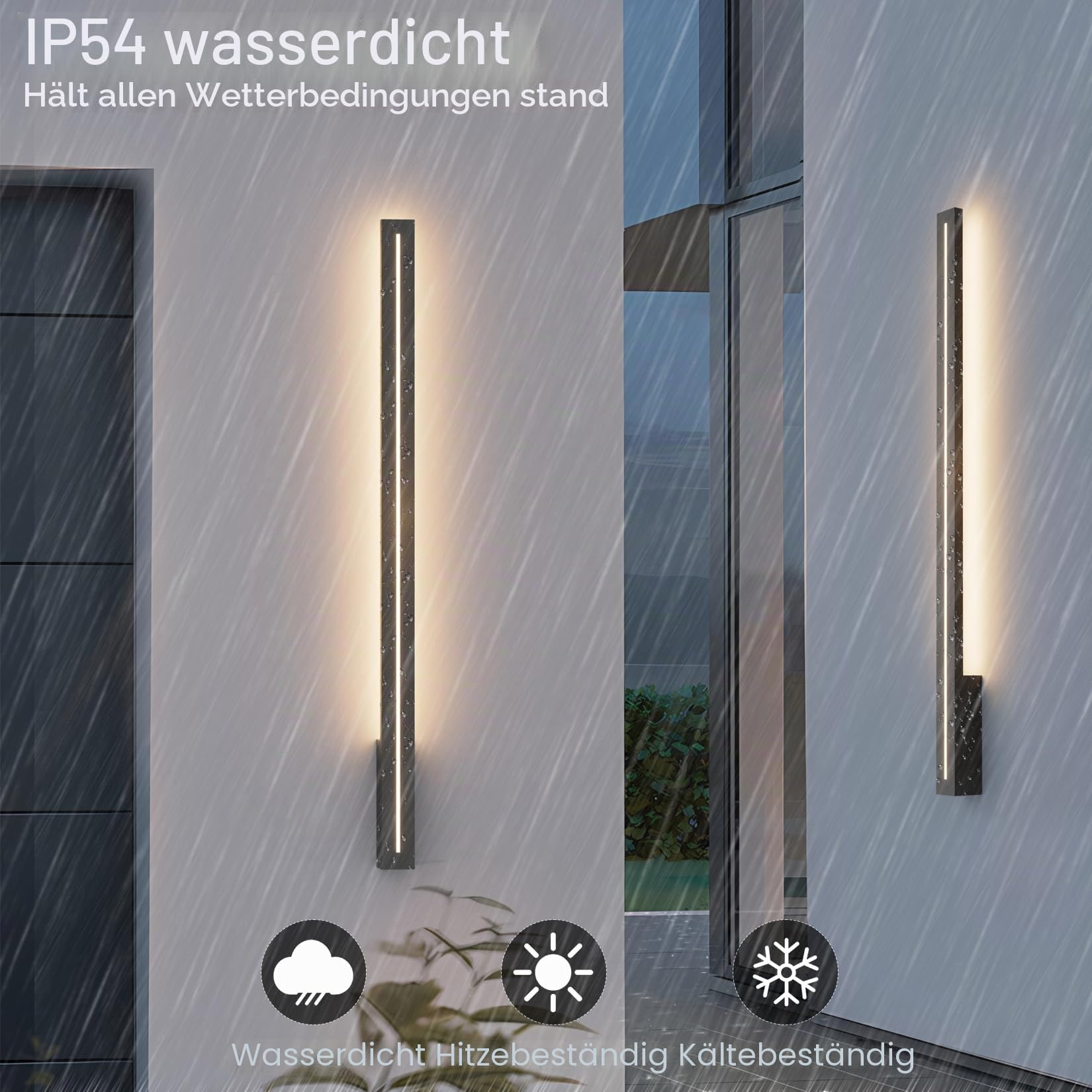 K-Bright 24W Lange Aussenlampe Modern Wandleuchte Warmweiß 3000K, Schwarz | Wasserdicht IP54, Aluminium Außenwandleuchte für Für Gärten, Terrassen, Wohnzimmer, Korridor, Treppen, 100CM/39.37IN