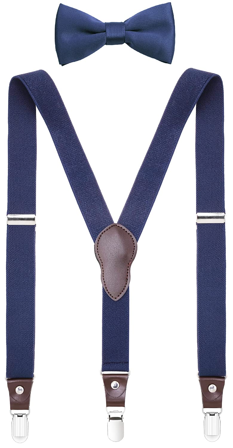 Shark Tooth Boys' Men's Suspenders and Bow Tie Set Y-Back Adjustable