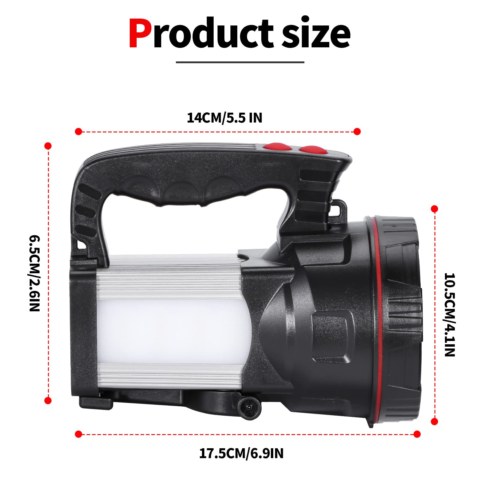 Lampe torche LED tactique étanche rechargeable haute puissance avec lumière latérale chargeur USB (lumière blanche)