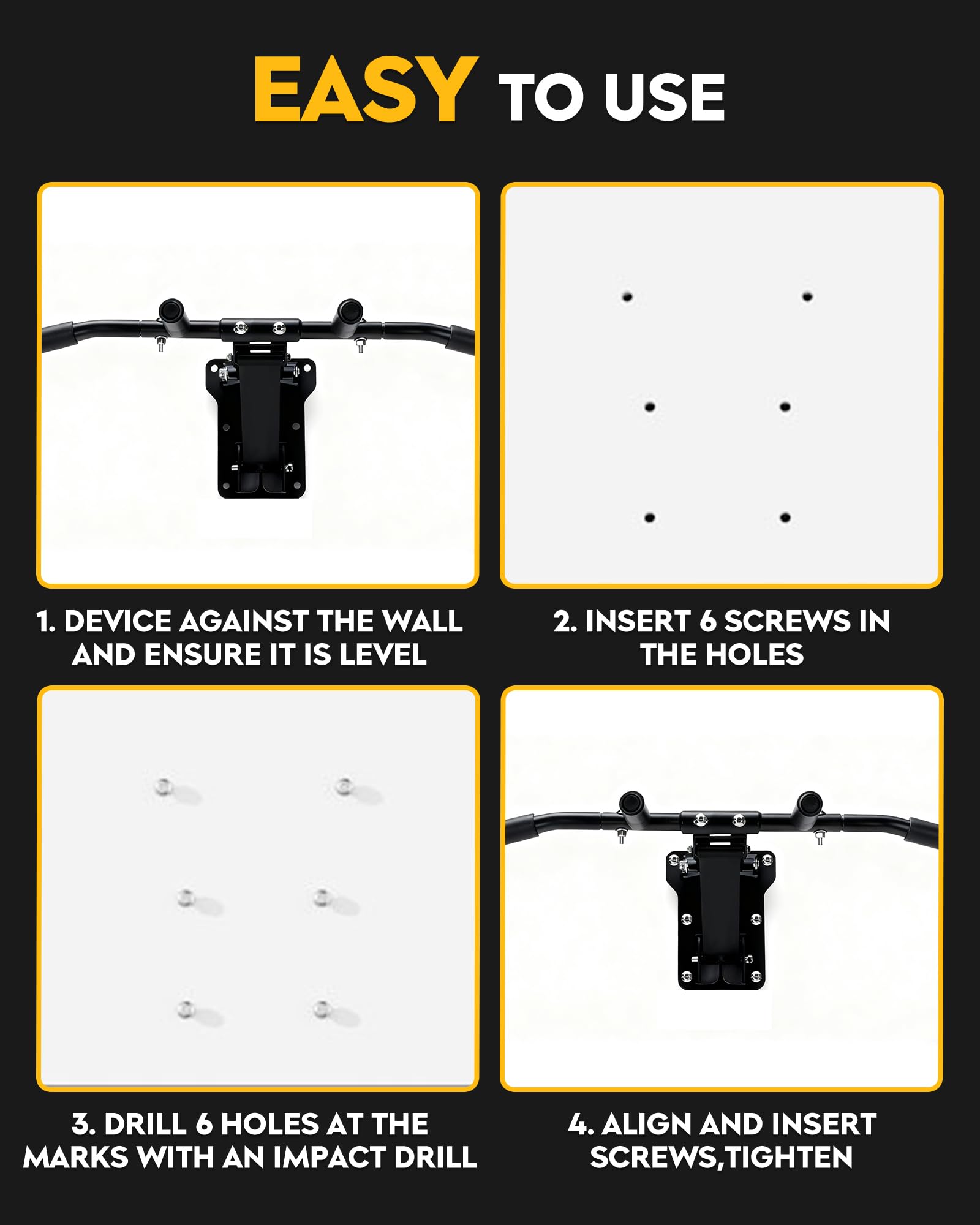 GuuG Klimmzugstange Wand Pull Up Bar: Pullup Wall Wandmontage Verstellbare Klimmzug Stange Multifunktion Klappbar Klimmzugreck Home Gym Sport Geräte für Zuhause