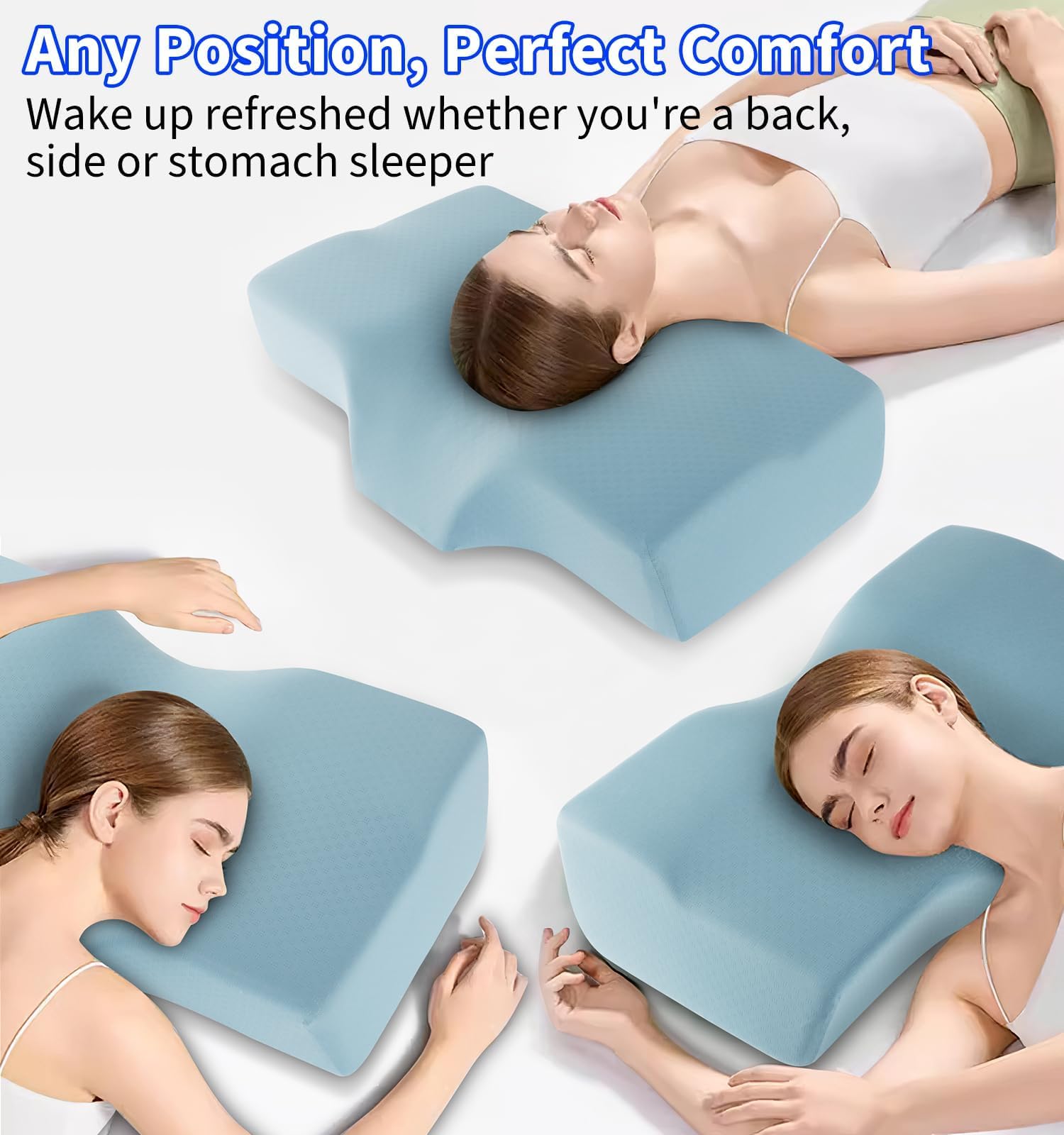 Hydomi Cuscino cervicale in memory foam per dolori al collo e alle spalle, cuscino ortopedico regolabile con design cavo, cuscino da letto con fodera rinfrescante lavabile per chi dorme su fianco