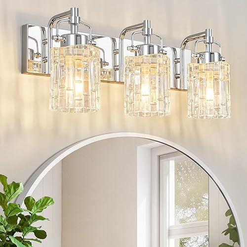 Miniatura 8 de Moderna lámpara de tocador de 4 luces con pantalla de cristal – Lámparas de baño cromadas sobre espejo Cromado,Negro Oro,Negro
