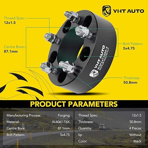 Miniatura 2 de YHTAUTO Espaciadores de rueda de 5 x 4.75 pulgadas de 2 pulgadas para Camaro, Corvette, Blazer, S10, S10 Blazer, XLR, Firebird, Sonoma, Jimmy 0.197